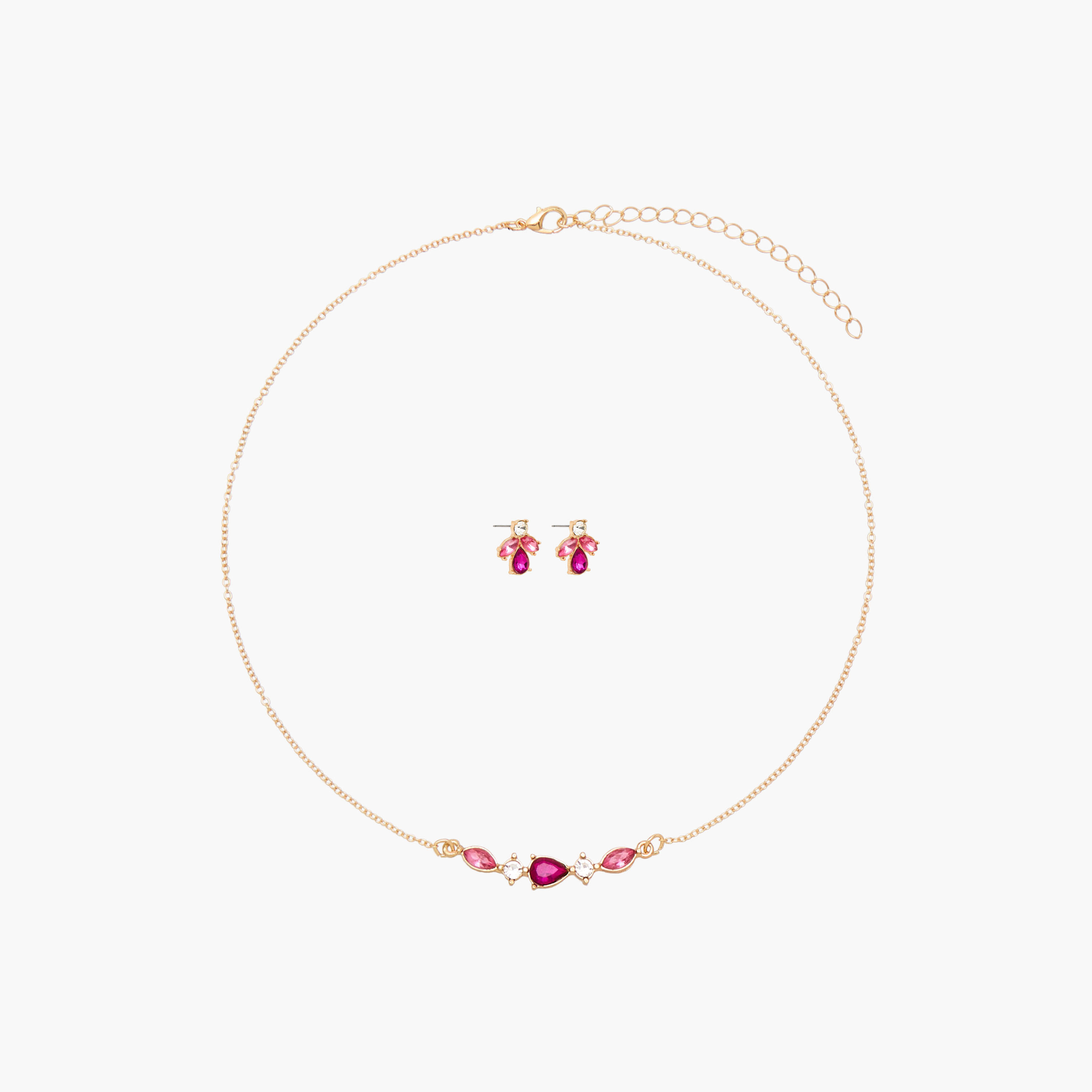 Set of 2 - Stone Embellished Necklace and Earrings-women-watchesandjewellery-jewellery-jewellerysets-image-1