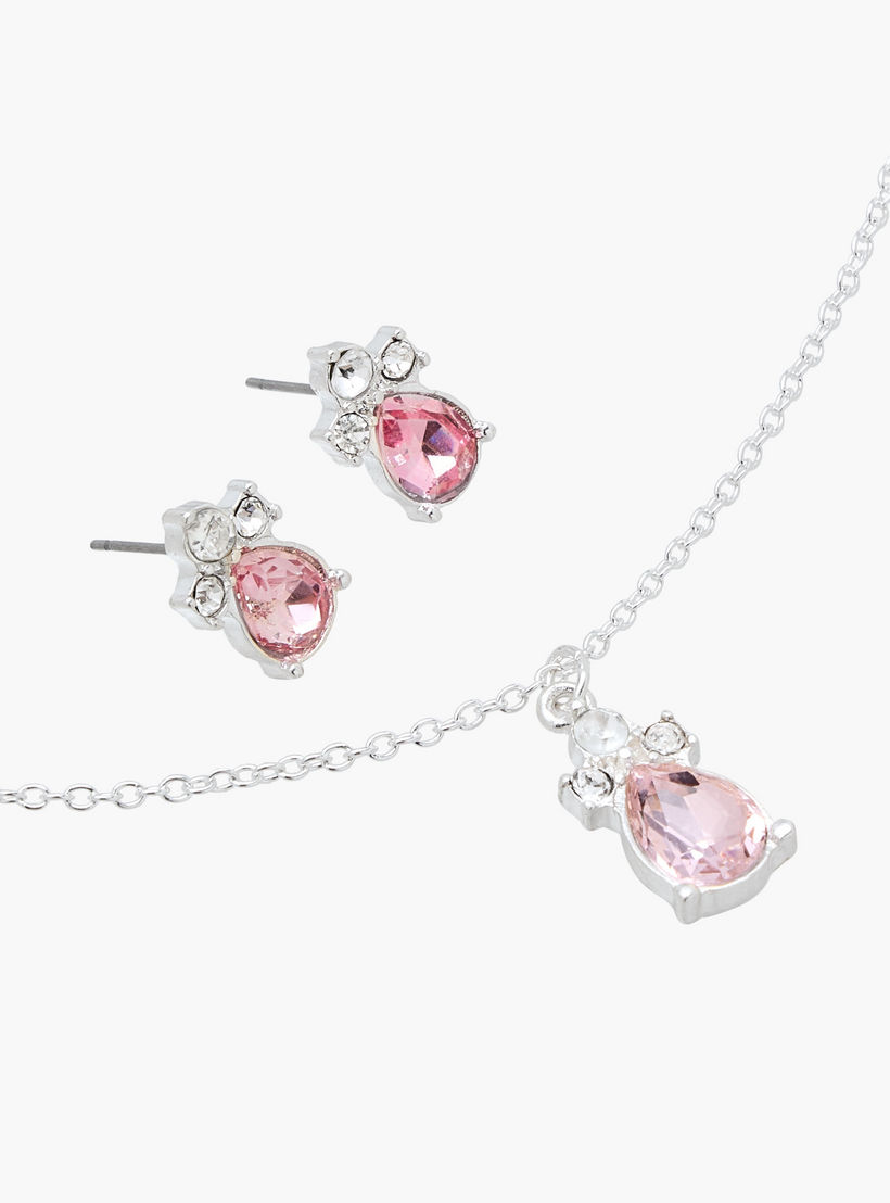 Set of 2 - Stone Embellished Pendant Necklace and Earrings-women-watchesandjewellery-jewellery-jewellerysets-image-3