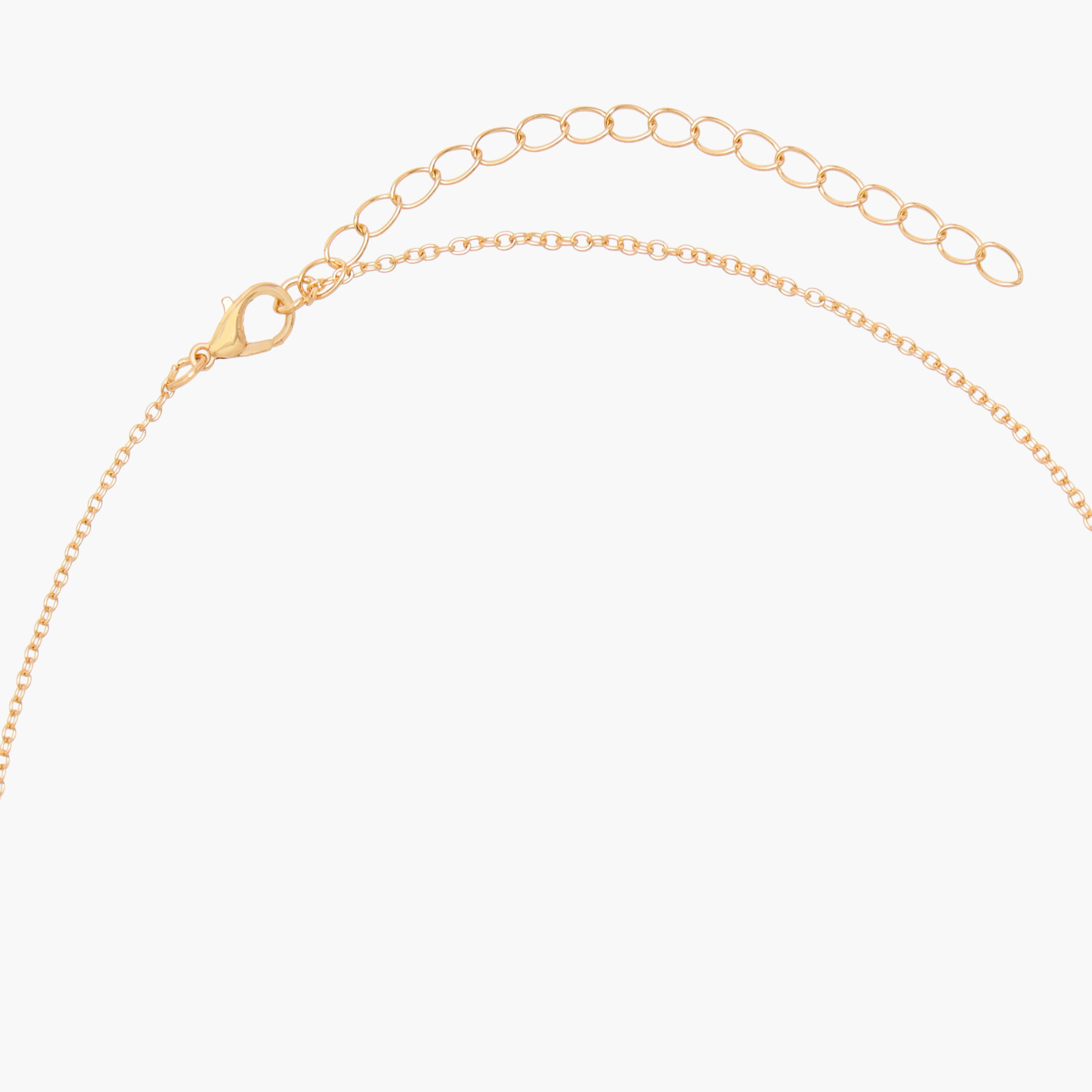 Gold Tone Necklace with Floral Charm-women-watchesandjewellery-jewellery-necklacesandpendants-image-3