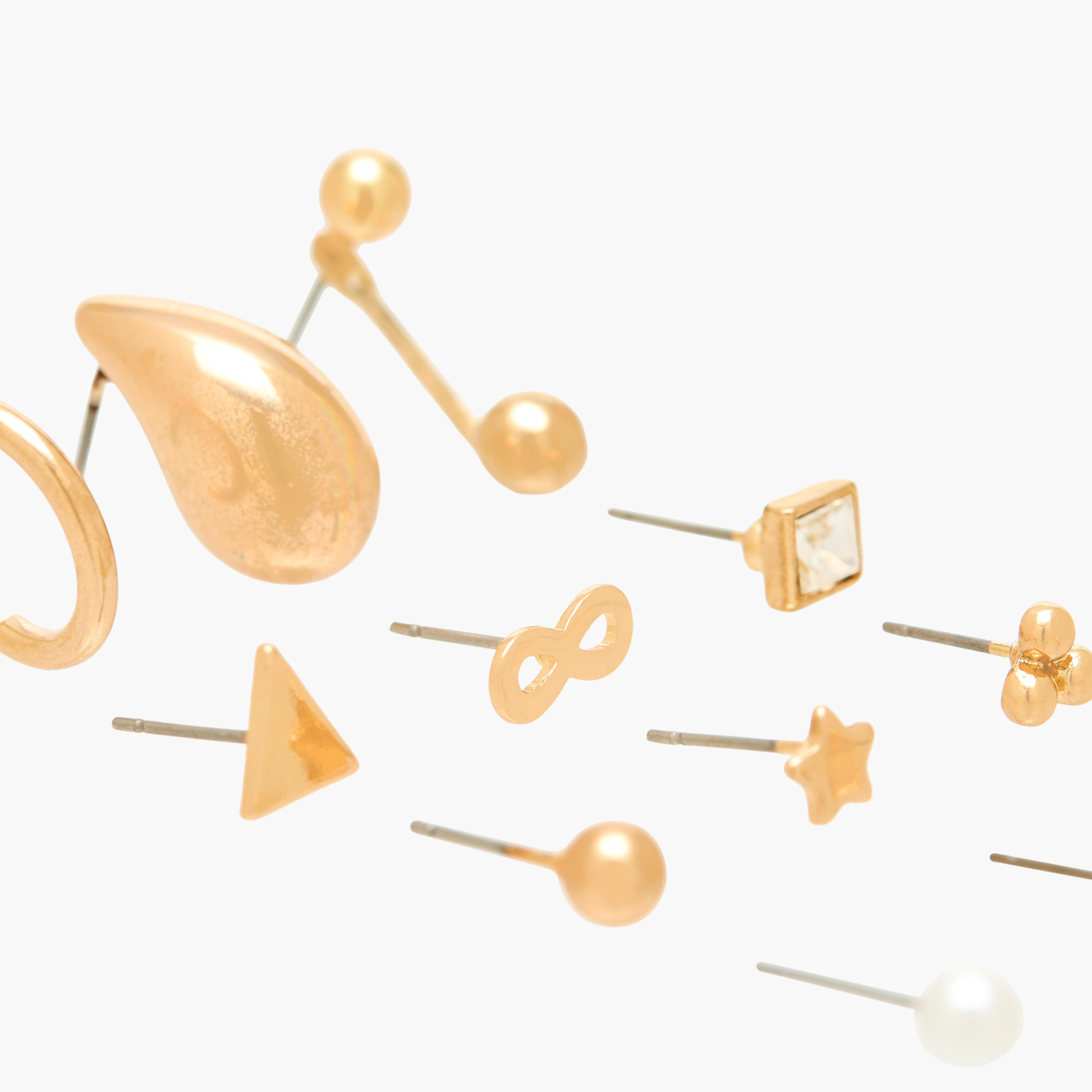 Pack of 12 Gold Tone Assorted Earrings with Pushback Closure-women-watchesandjewellery-jewellery-earrings-image-3