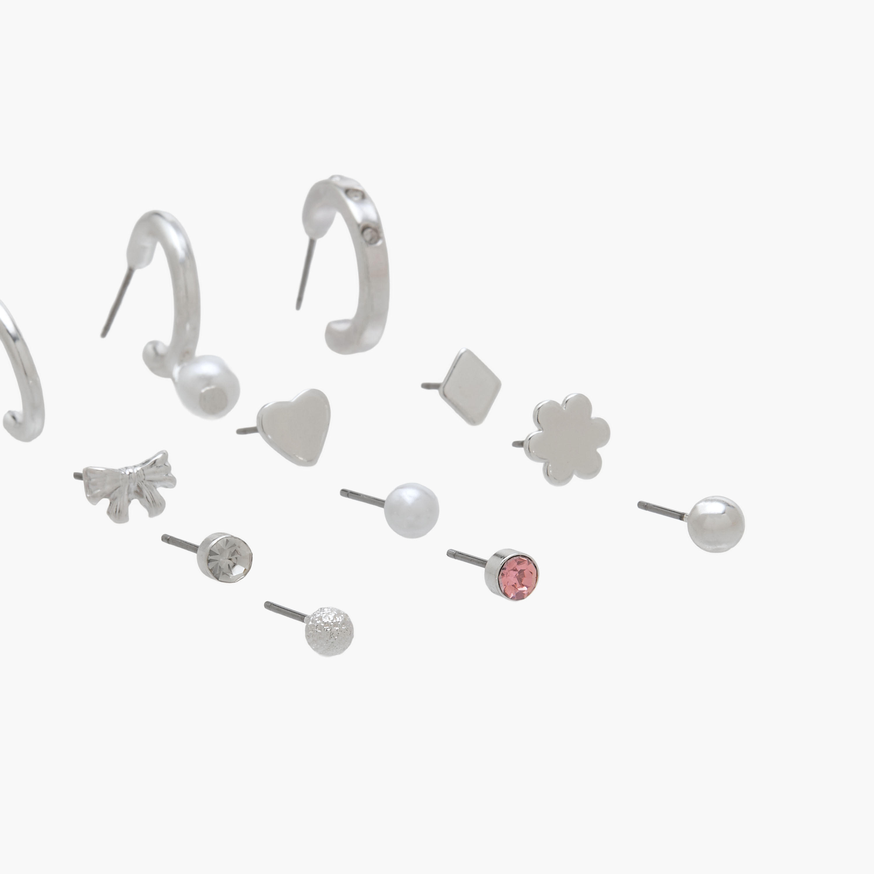 Pack of 12 Assorted Silver Tone Earrings with Pushback Closure-women-watchesandjewellery-jewellery-earrings-image-3