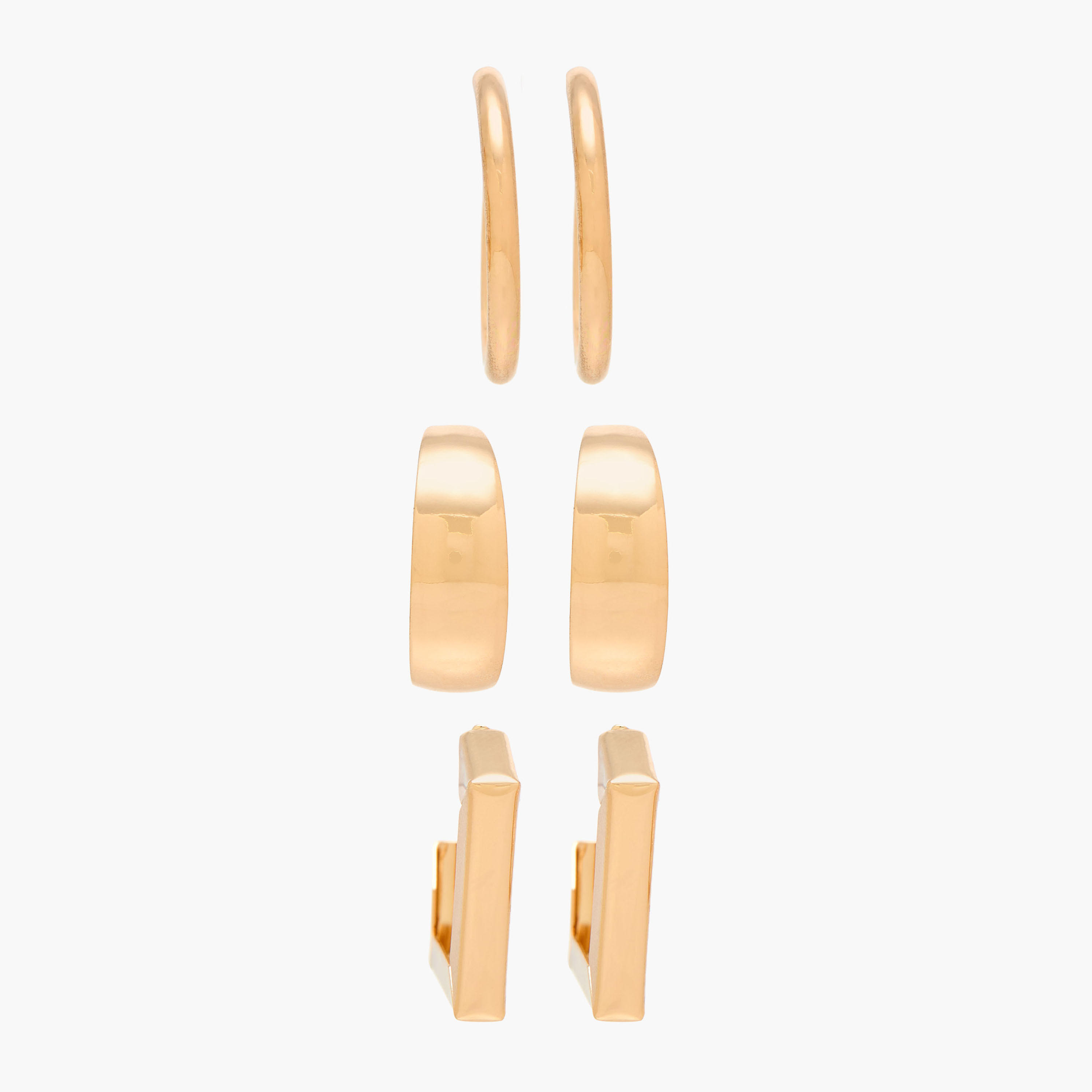 Pack of 3 Gold Tone Hoop Earrings with Pushback Closure-women-watchesandjewellery-jewellery-earrings-image-1