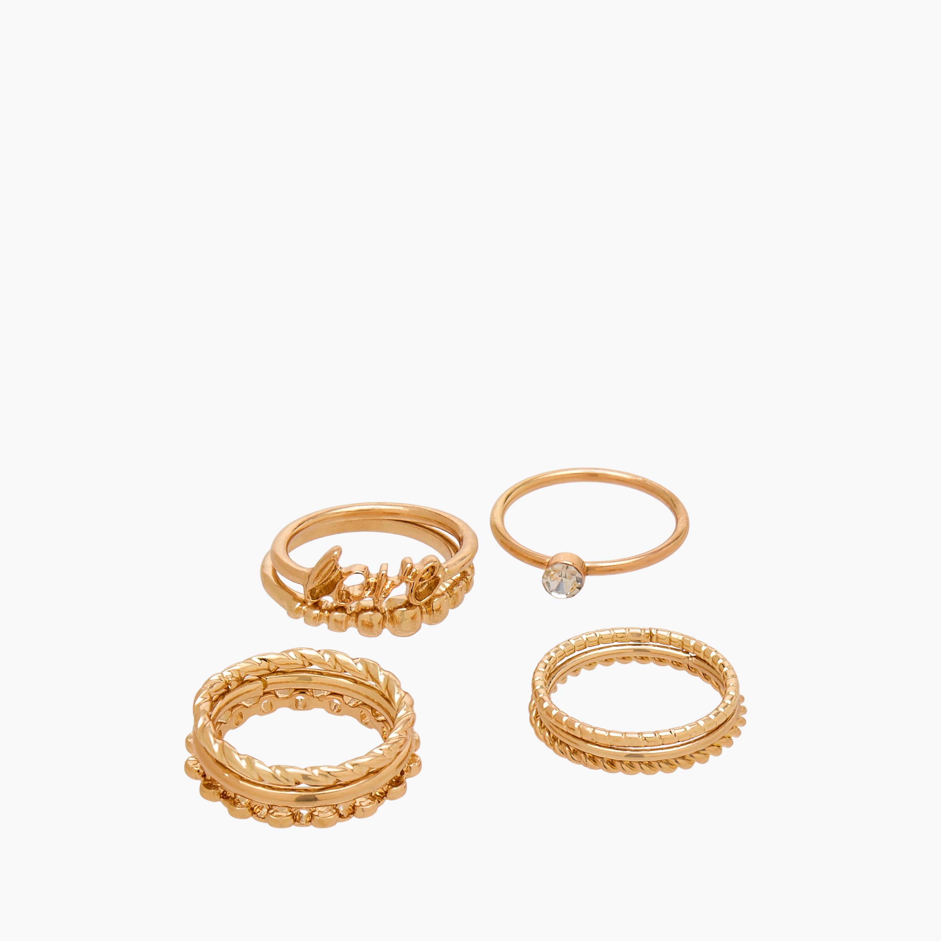 Set of 9 - Gold Tone Ring with Assorted Design-women-watchesandjewellery-jewellery-rings-image-2