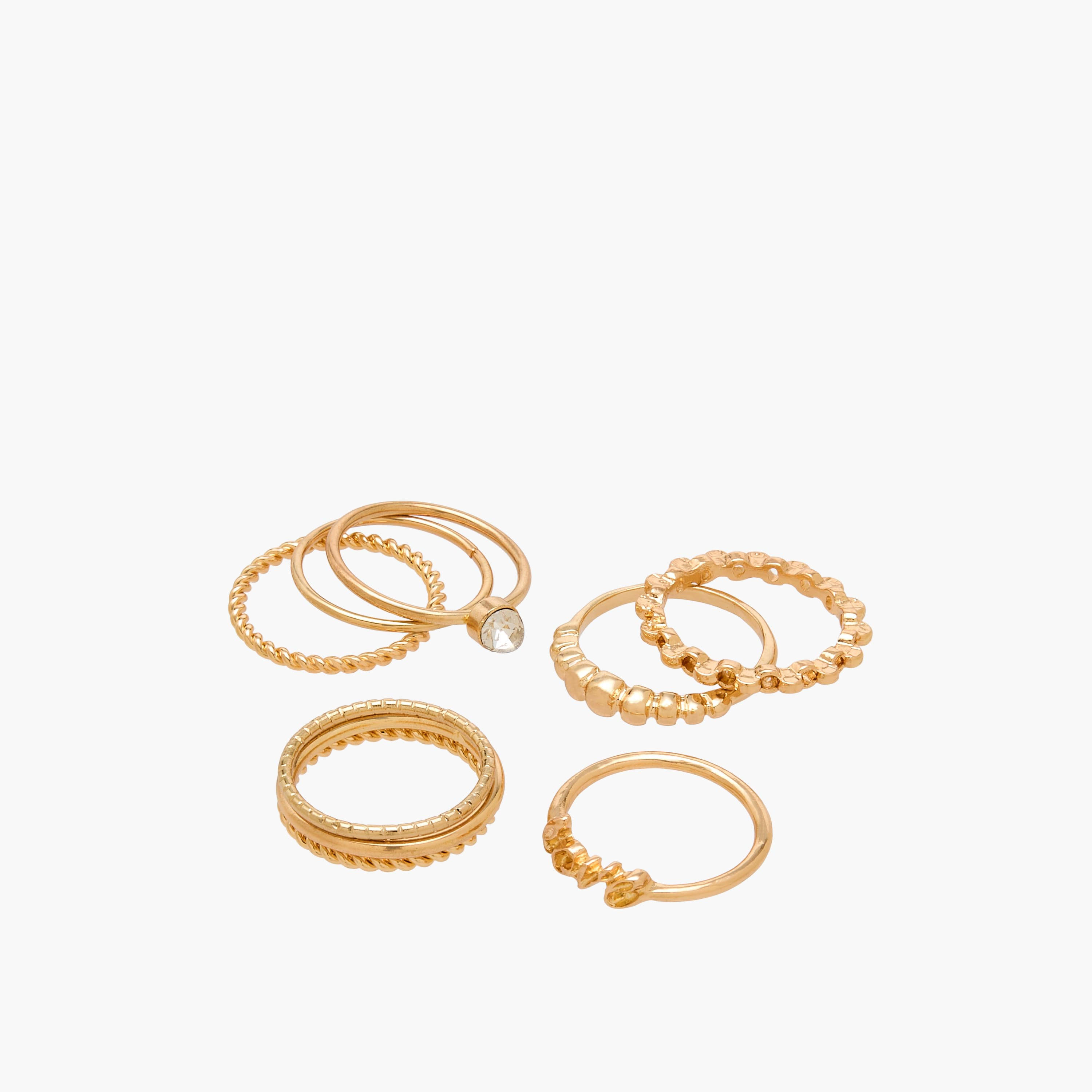 Set of 9 - Gold Tone Ring with Assorted Design-women-watchesandjewellery-jewellery-rings-image-2