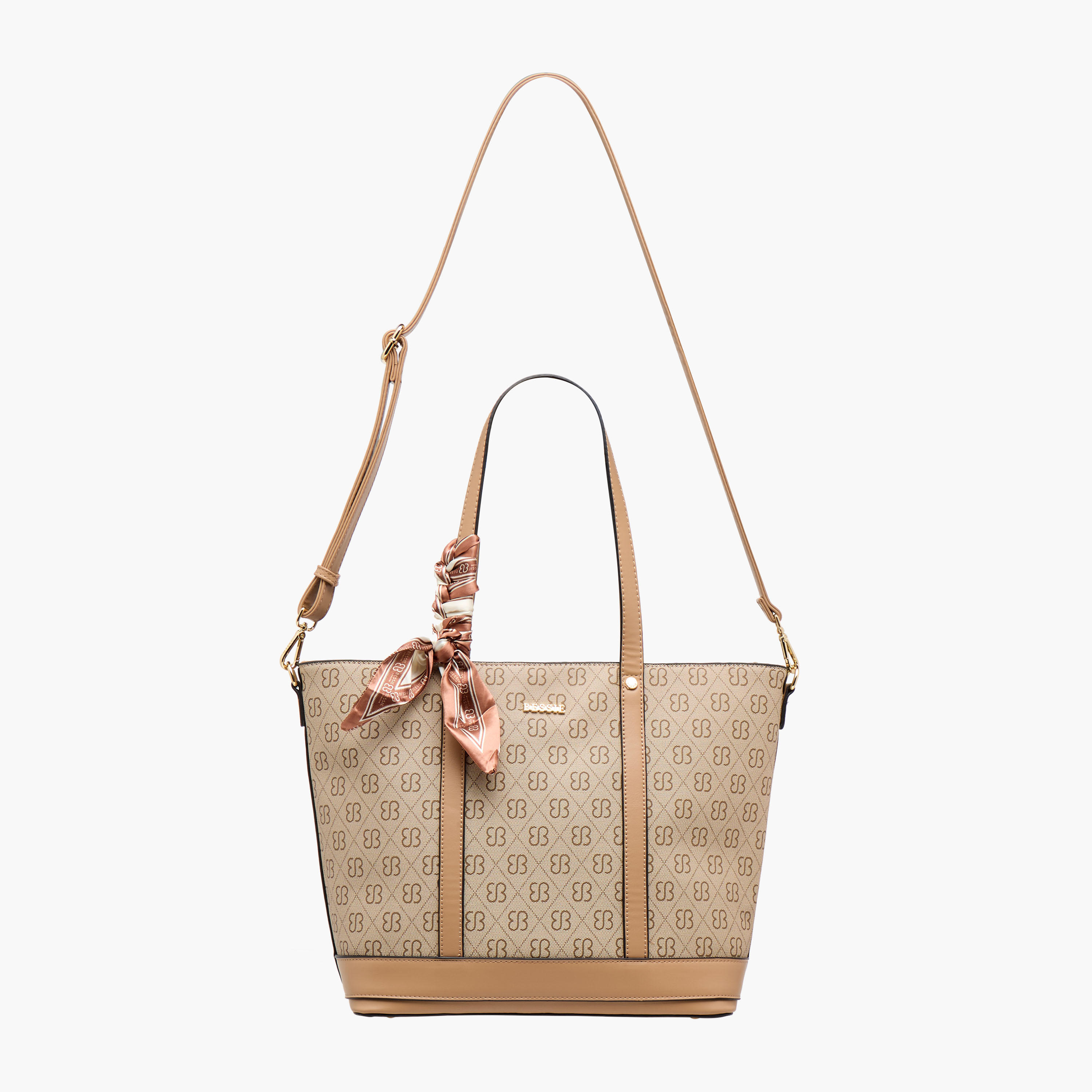 Bessie London Monogram Print Tote Bag with Scarf-women-bagsandwallets-handbags-image-3