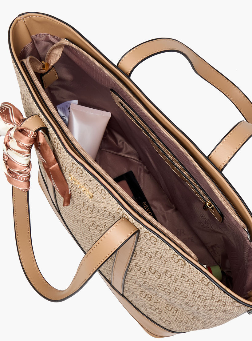Bessie London Monogram Print Tote Bag with Scarf-women-bagsandwallets-handbags-image-9