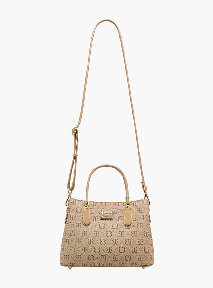 Bessie London Monogram Print Satchel Bag with Double Handle-women-bagsandwallets-handbags-image-3