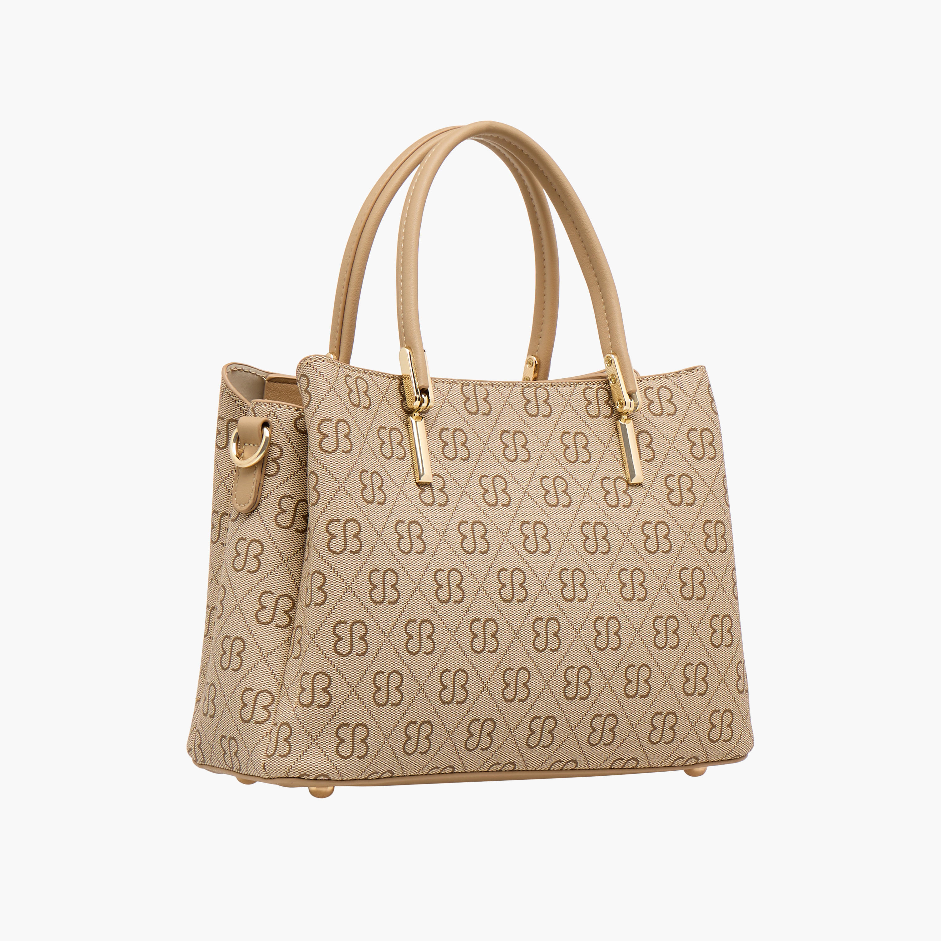 Bessie London Monogram Print Satchel Bag with Double Handle-women-bagsandwallets-handbags-image-4