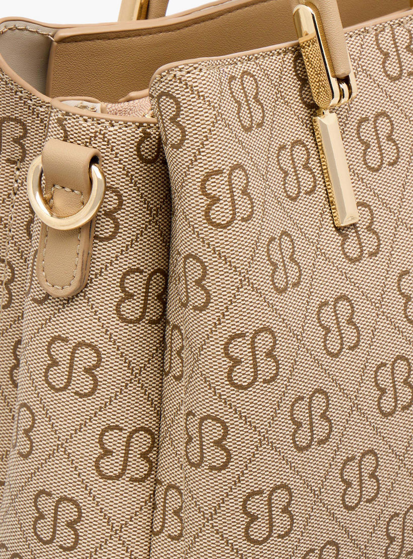 Bessie London Monogram Print Satchel Bag with Double Handle-women-bagsandwallets-handbags-image-6