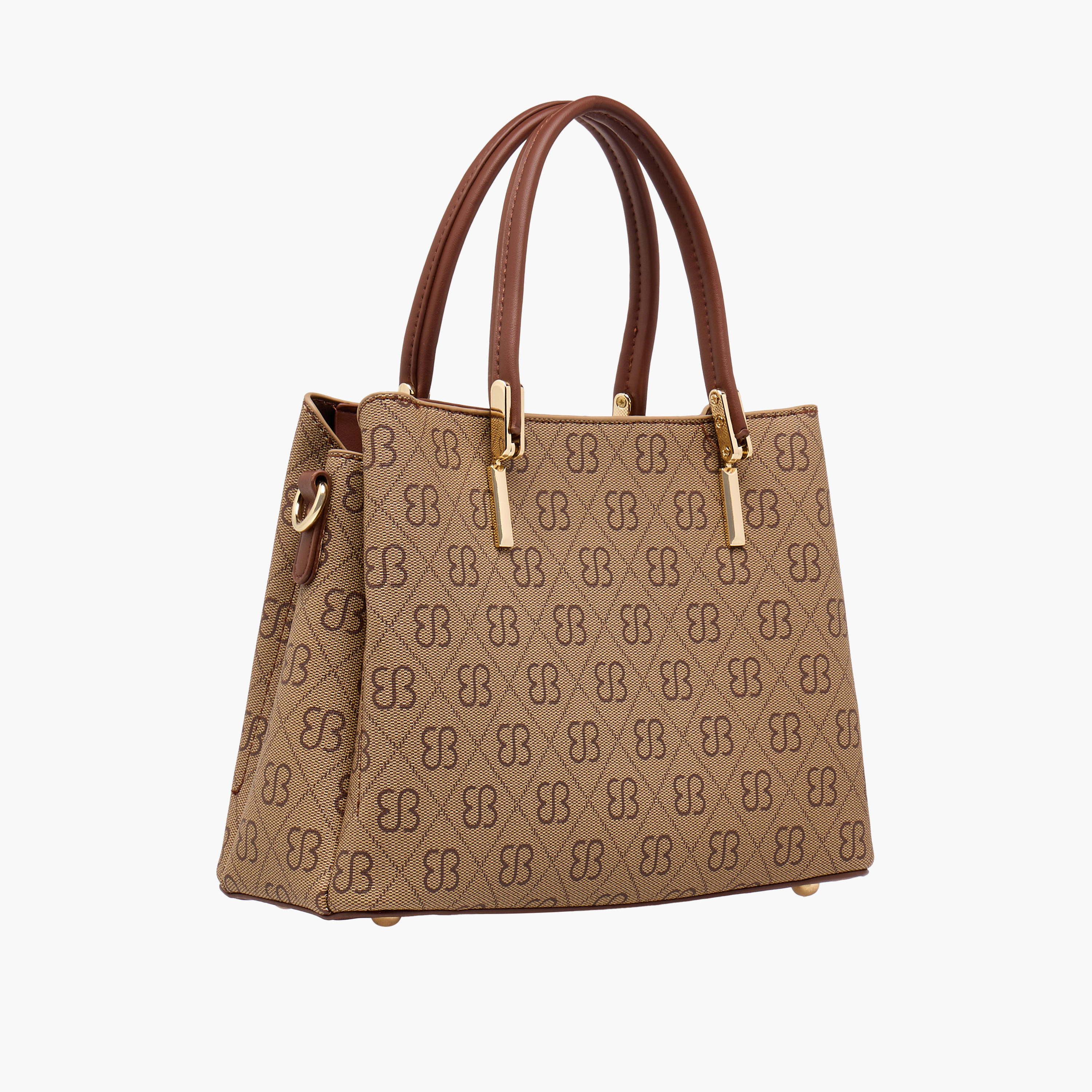 Bessie London Monogram Print Satchel Bag with Double Handle-women-bagsandwallets-handbags-image-5