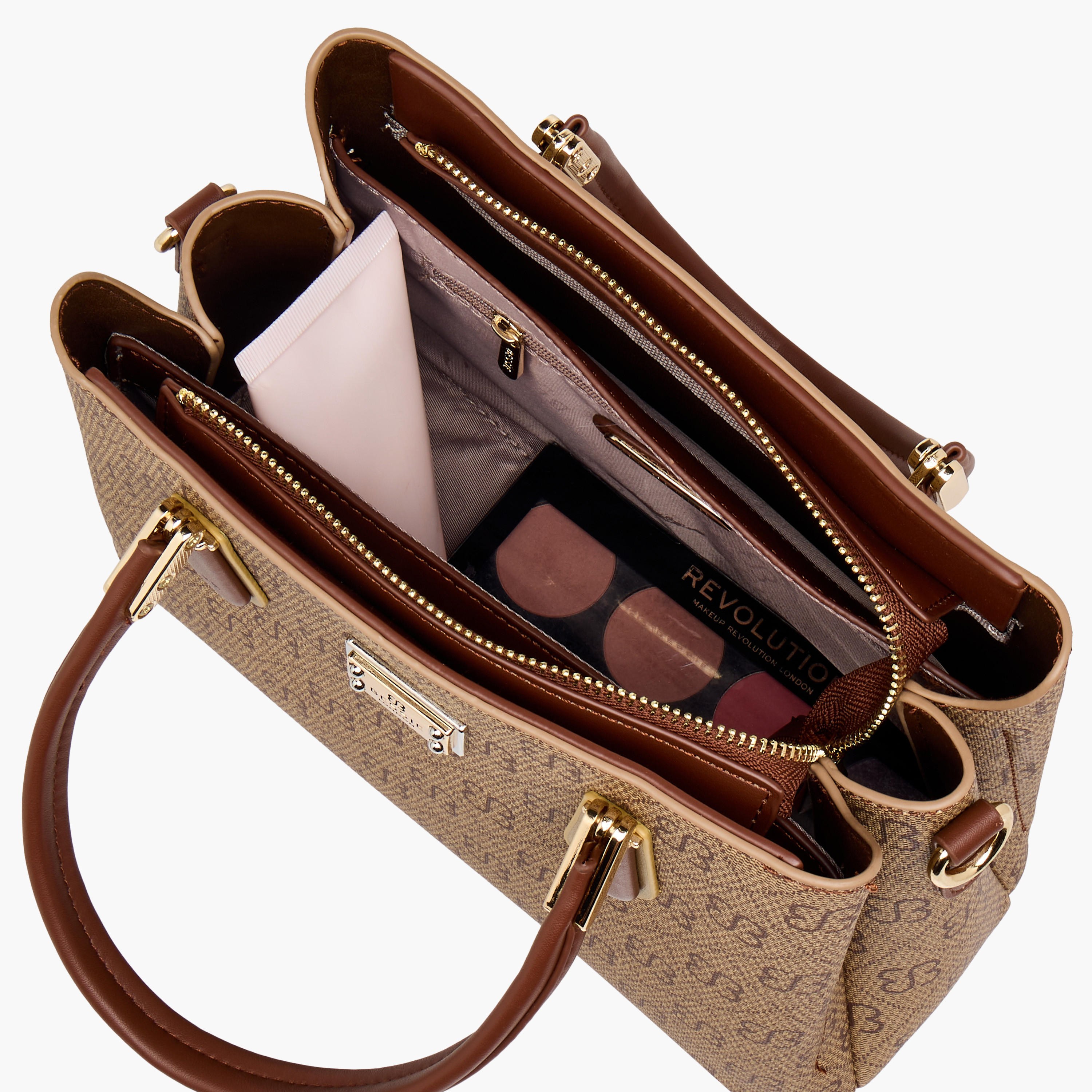 Bessie London Monogram Print Satchel Bag with Double Handle-women-bagsandwallets-handbags-image-9