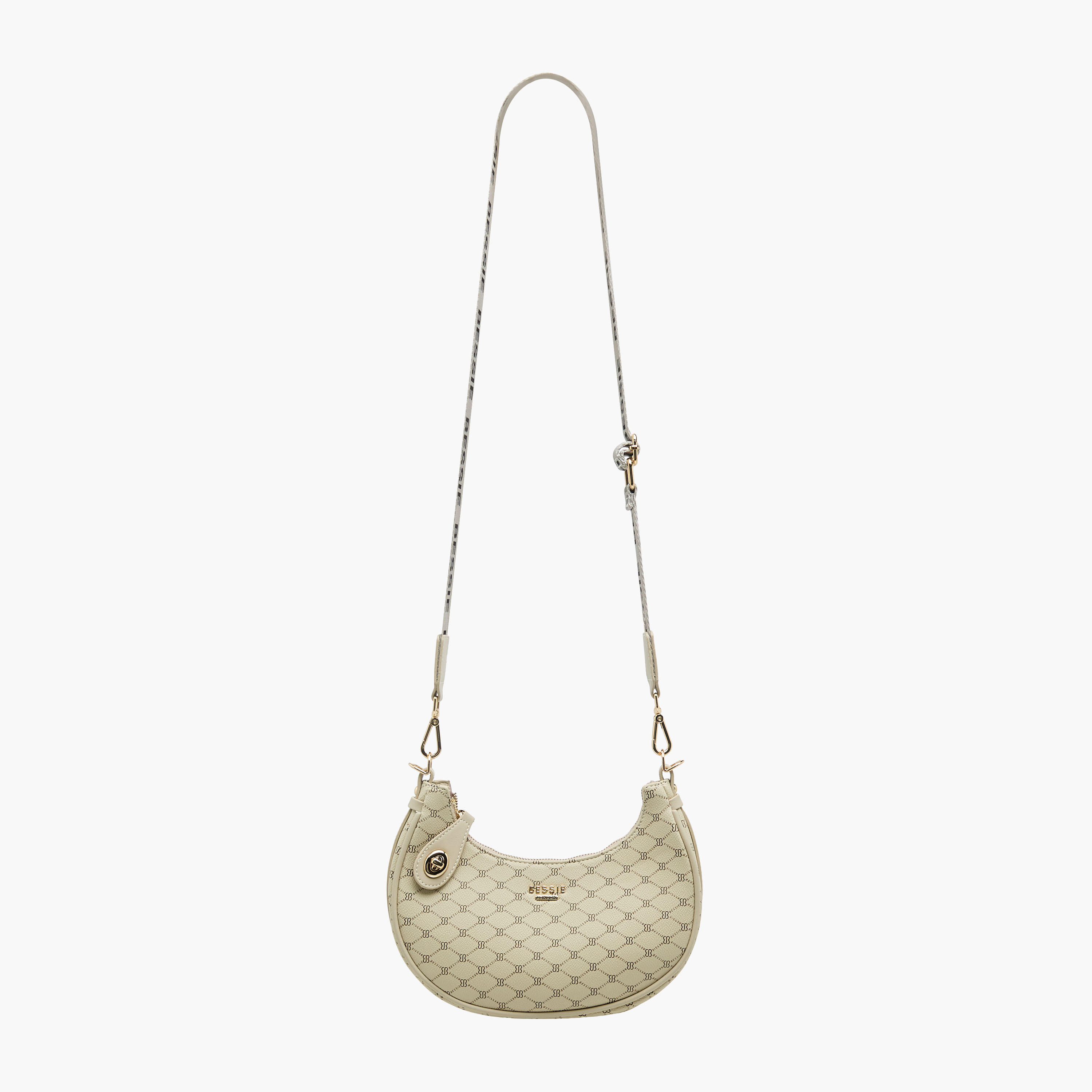 Bessie London Monogram Print Shoulder Bag with Detachable Strap-women-bagsandwallets-handbags-image-3
