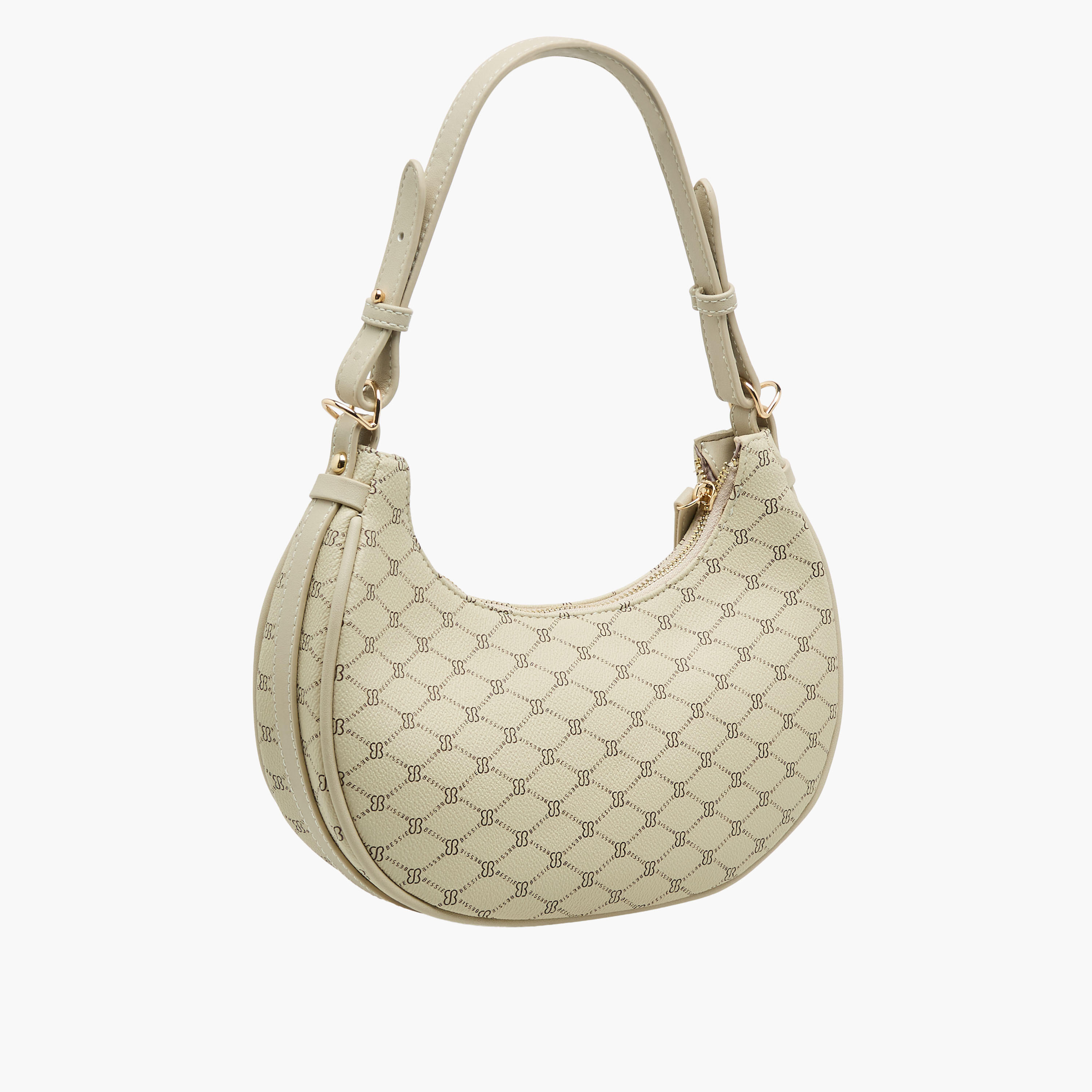 Bessie London Monogram Print Shoulder Bag with Detachable Strap-women-bagsandwallets-handbags-image-4