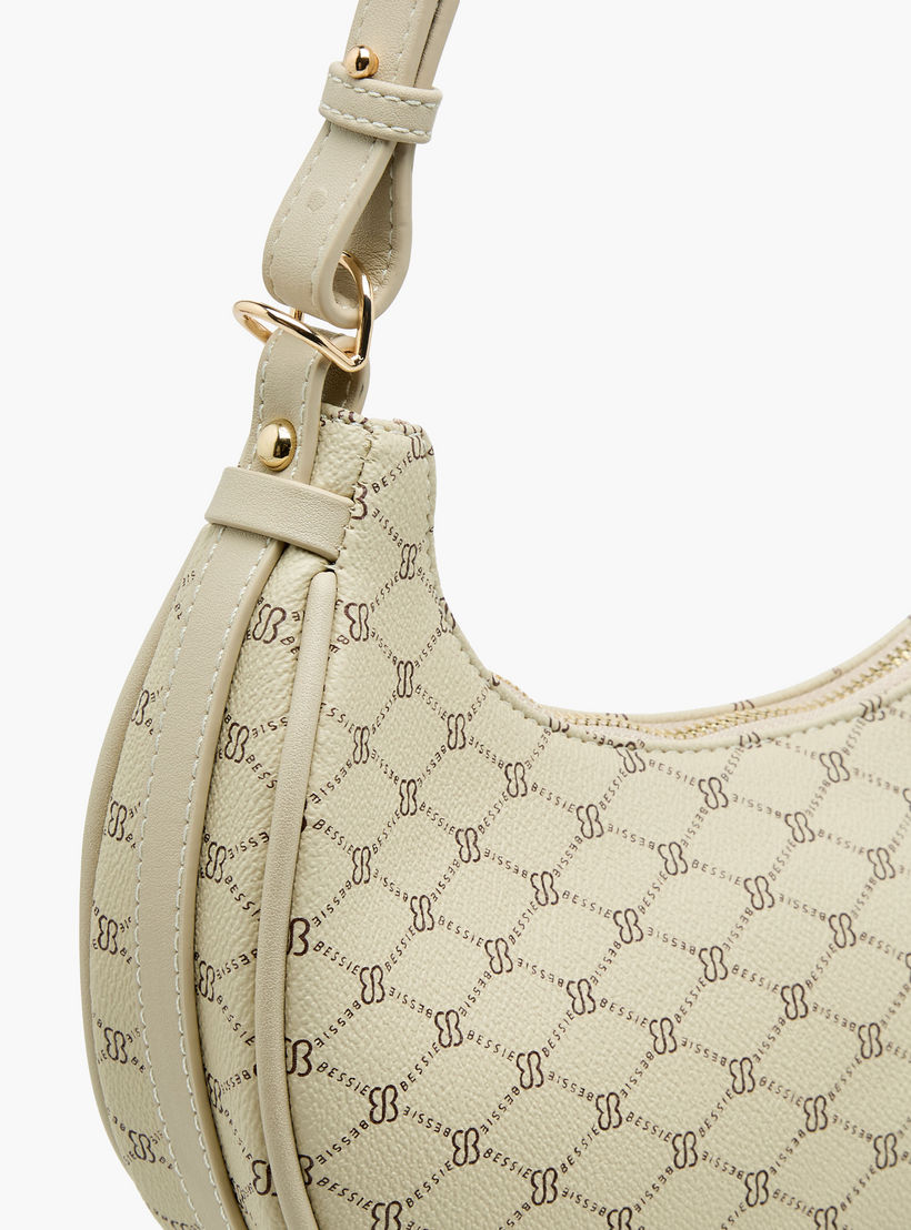 Bessie London Monogram Print Shoulder Bag with Detachable Strap-women-bagsandwallets-handbags-image-6