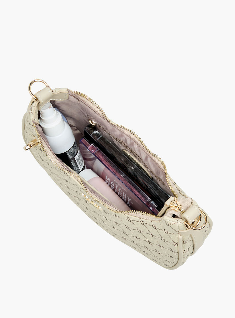 Bessie London Monogram Print Shoulder Bag with Detachable Strap-women-bagsandwallets-handbags-image-9