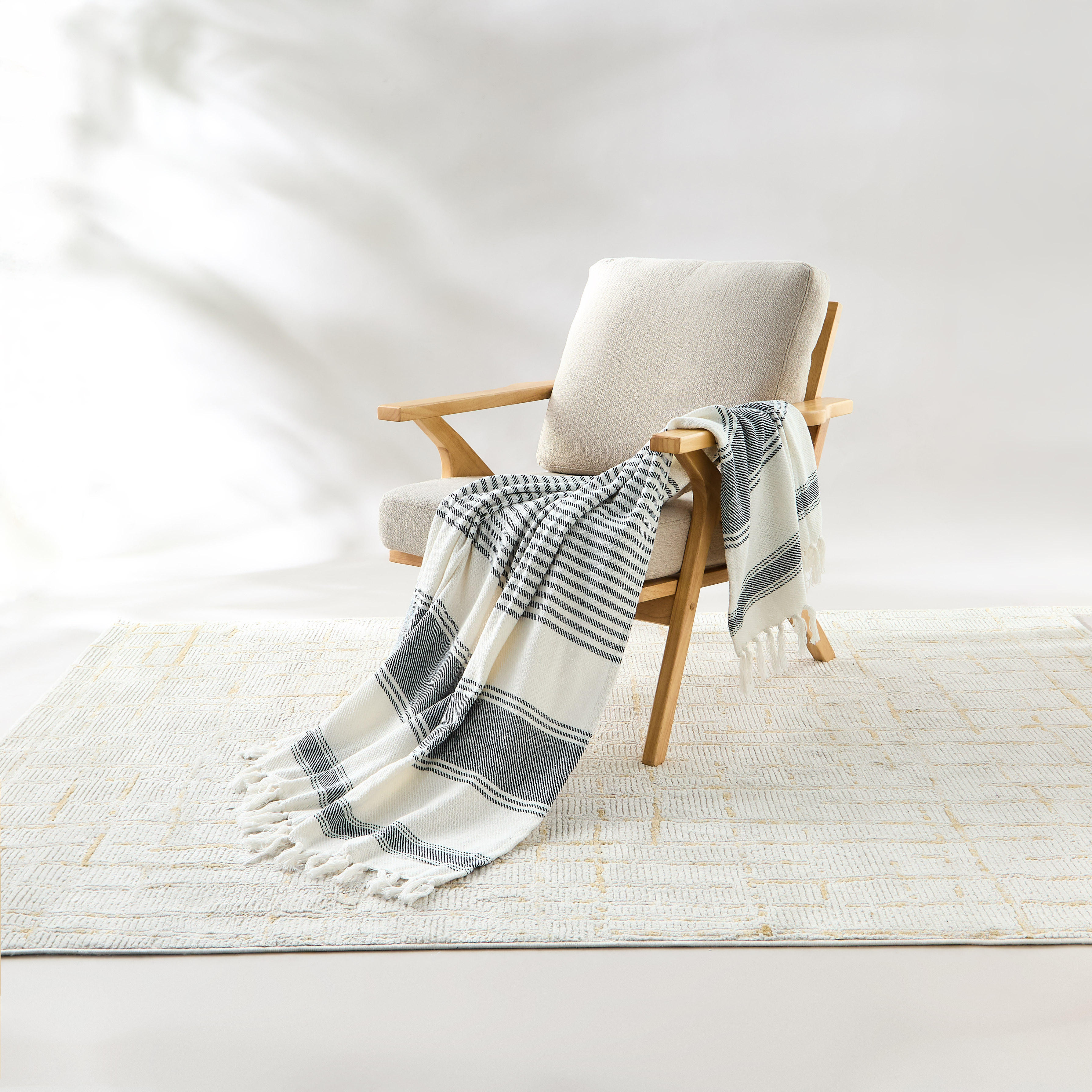 Striped Cotton Throw - 150x125 cms-household-cushionsandthrows-throwsandblankets-throws-image-4
