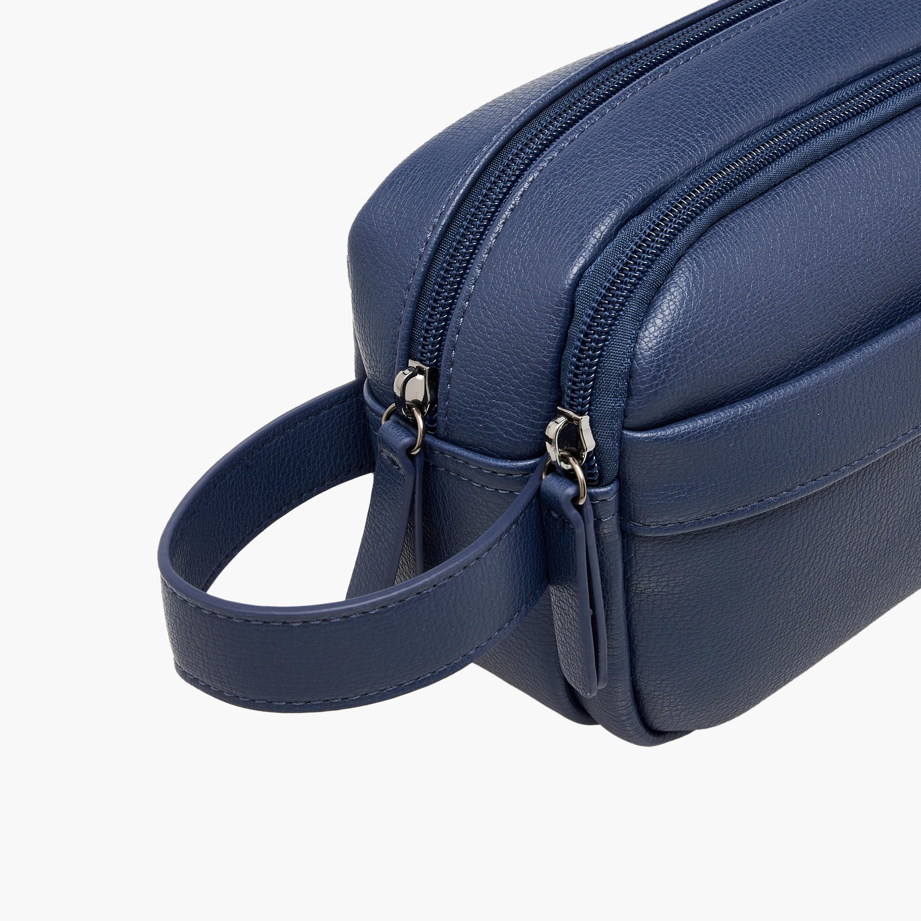 Duchini Solid Pouch with Zip Closure and Wristlet Strap-men-bags-image-4