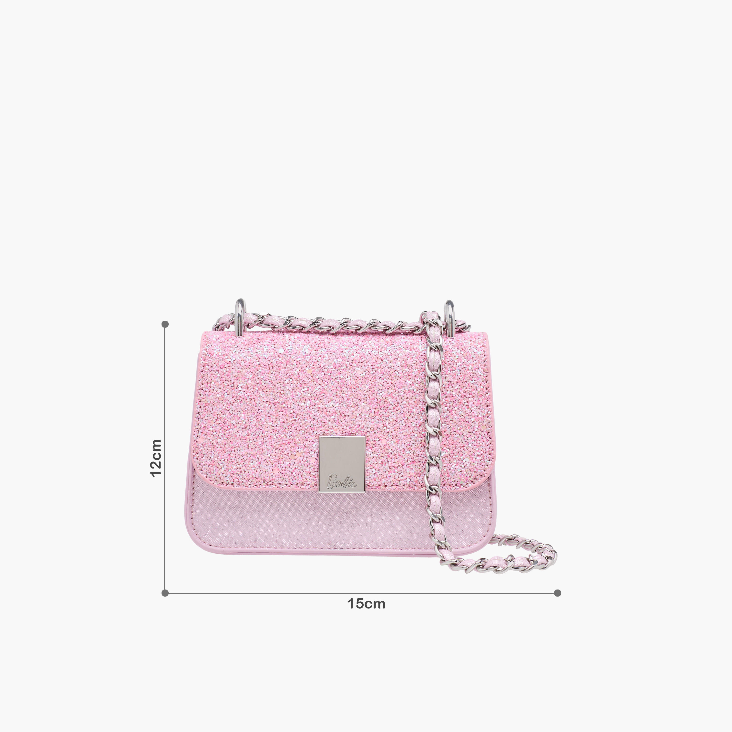 Barbie Glitter Embellished Crossbody Bag with Chain Strap-girls-accessories-bags-image-2