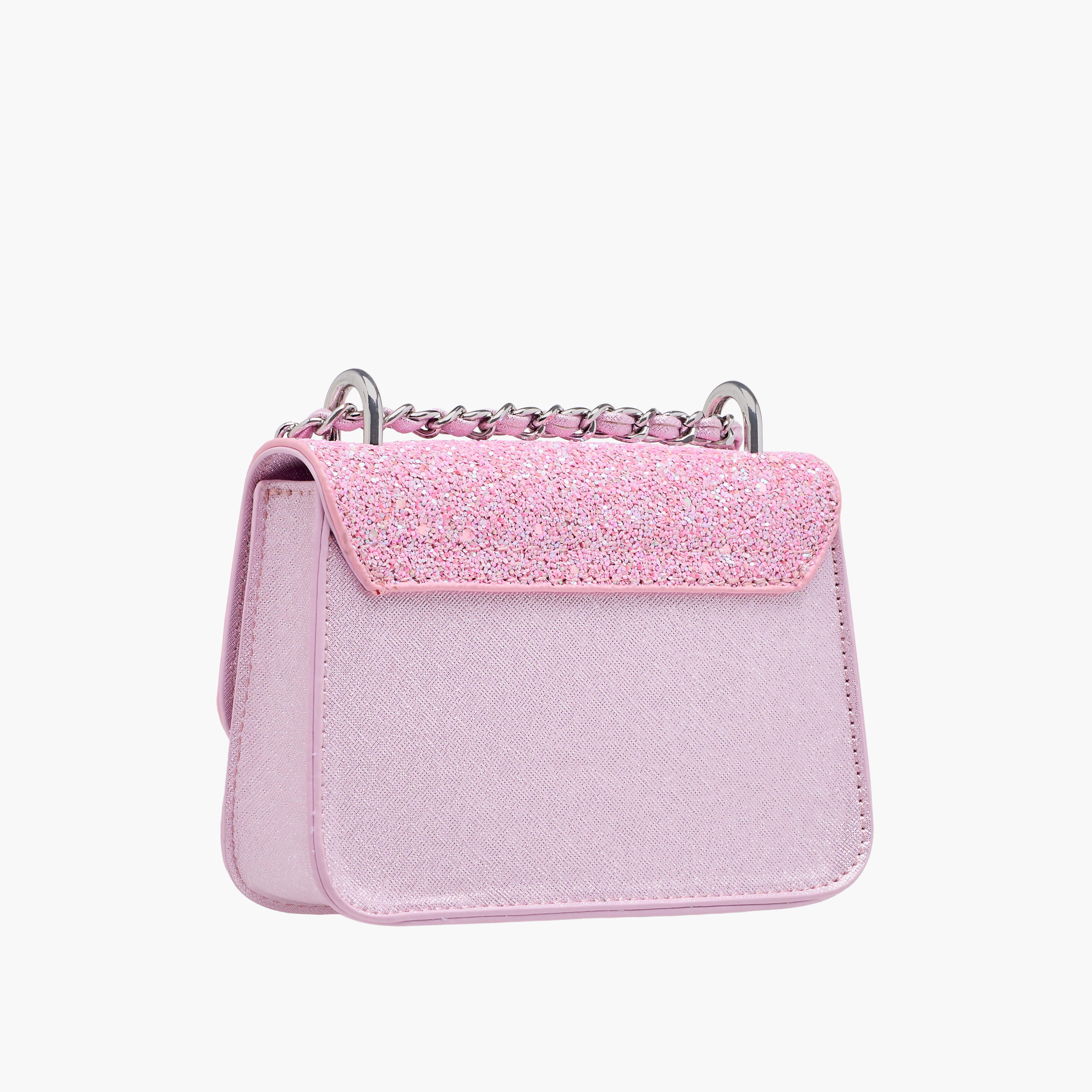 Barbie Glitter Embellished Crossbody Bag with Chain Strap-girls-accessories-bags-image-4