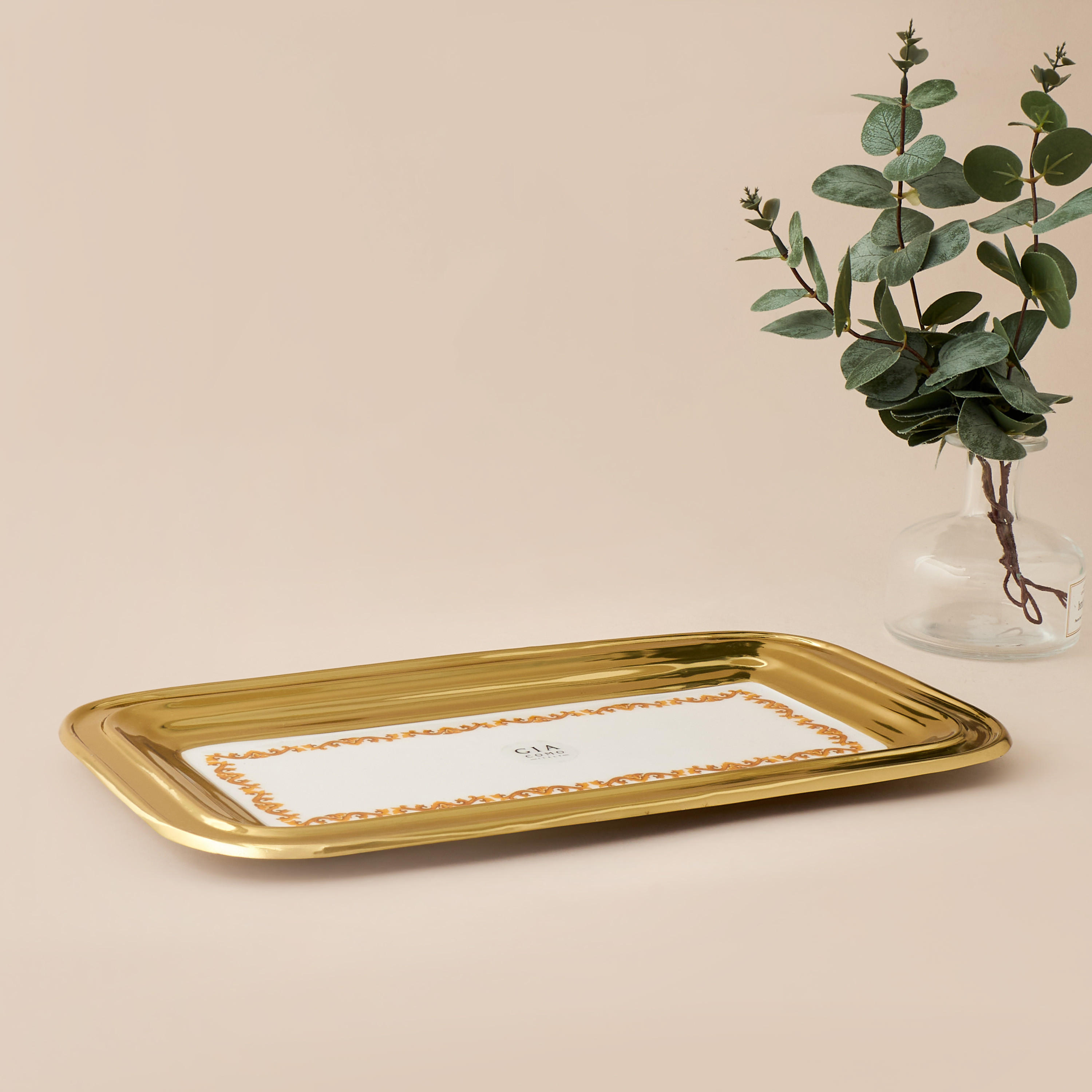 Gia Como Printed Decorative Tray - 37x19 cms-household-decor-boxesandtrays-image-1