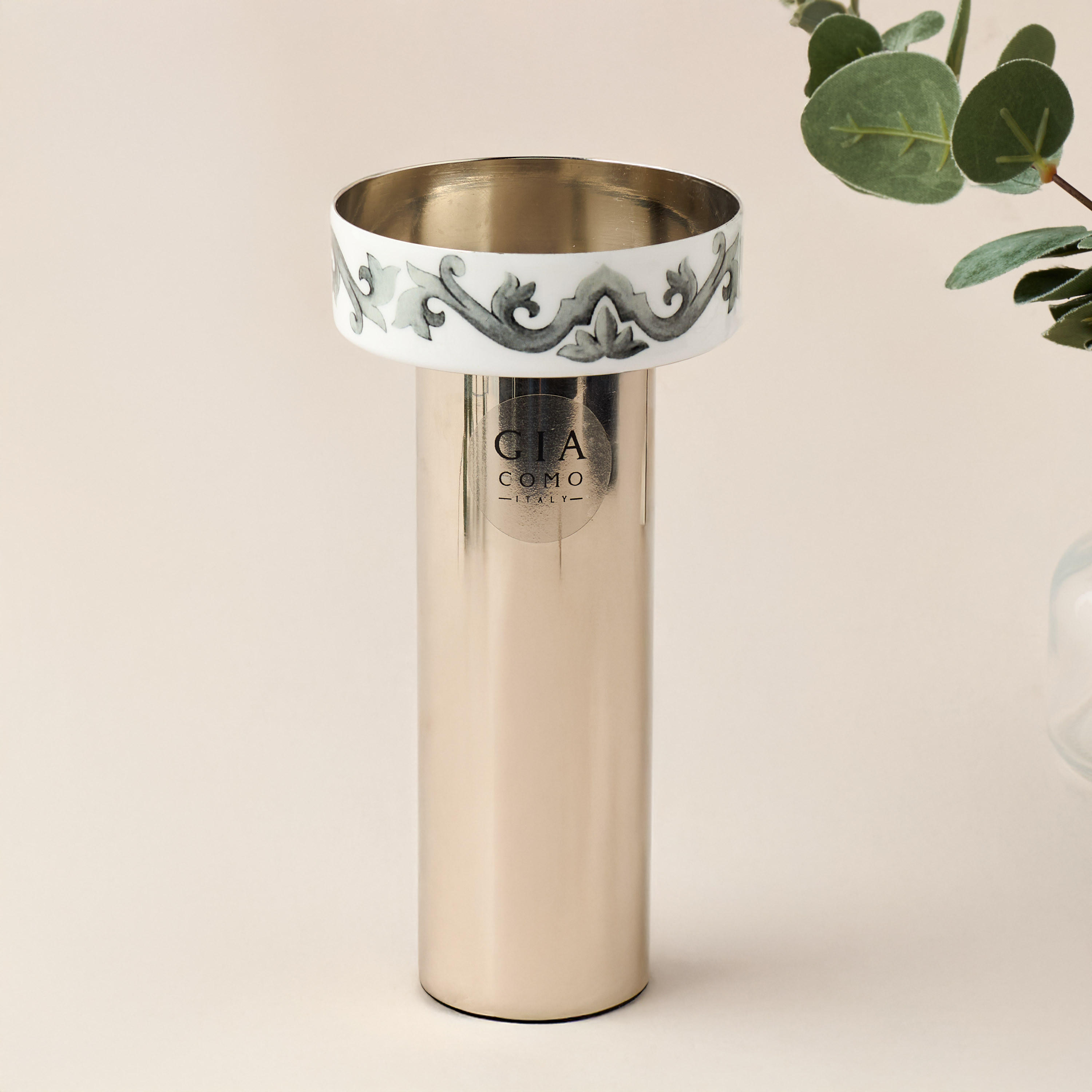 Gia Como Metallic Pillar Candleholder - 9 cms-household-decor-candleholdersandlanterns-image-1