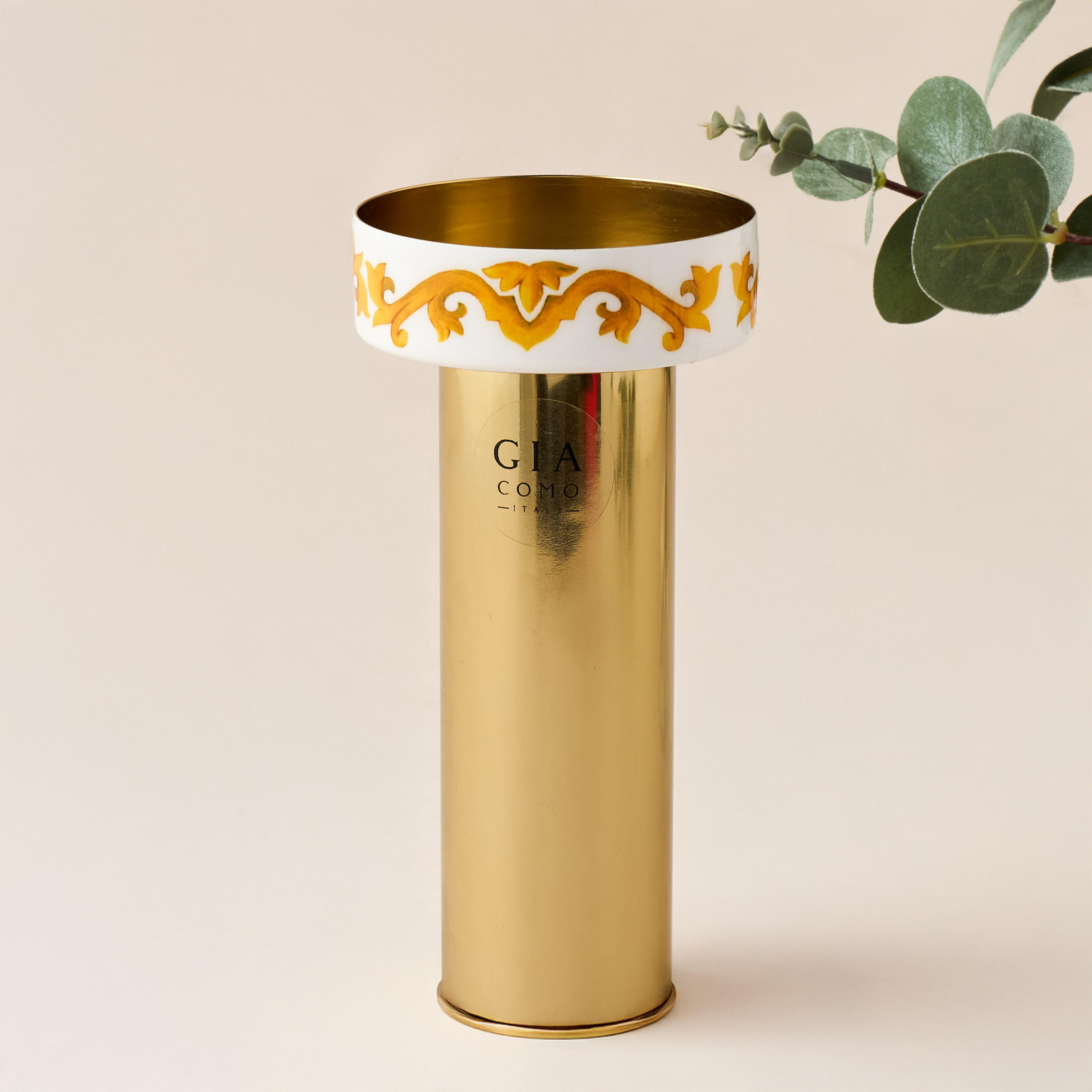 Gia Como Metallic Pillar Candleholder - 9 cms-household-decor-candleholdersandlanterns-image-1