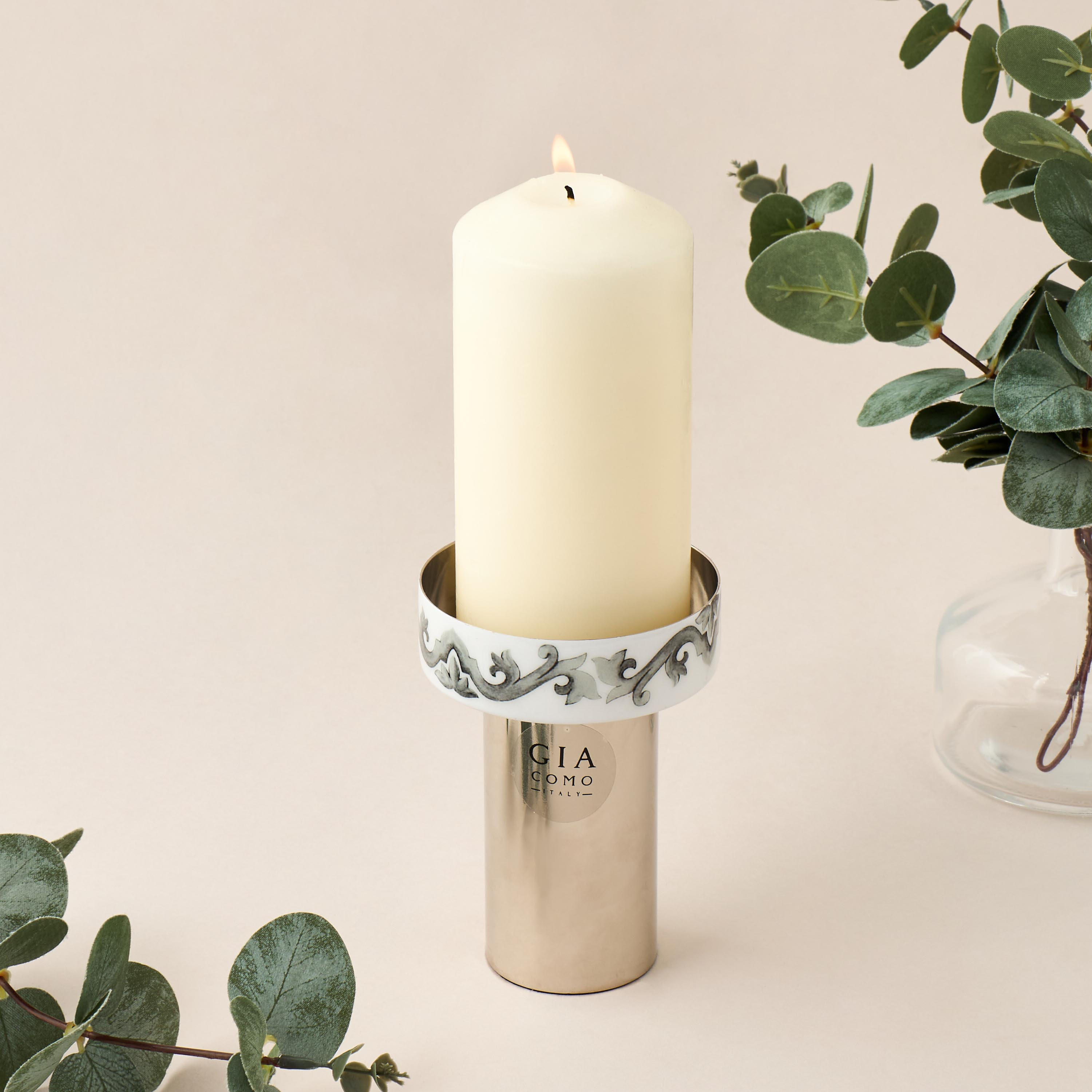 Gia Como Printed Pillar Candleholder - 23 cms-household-decor-candleholdersandlanterns-image-2