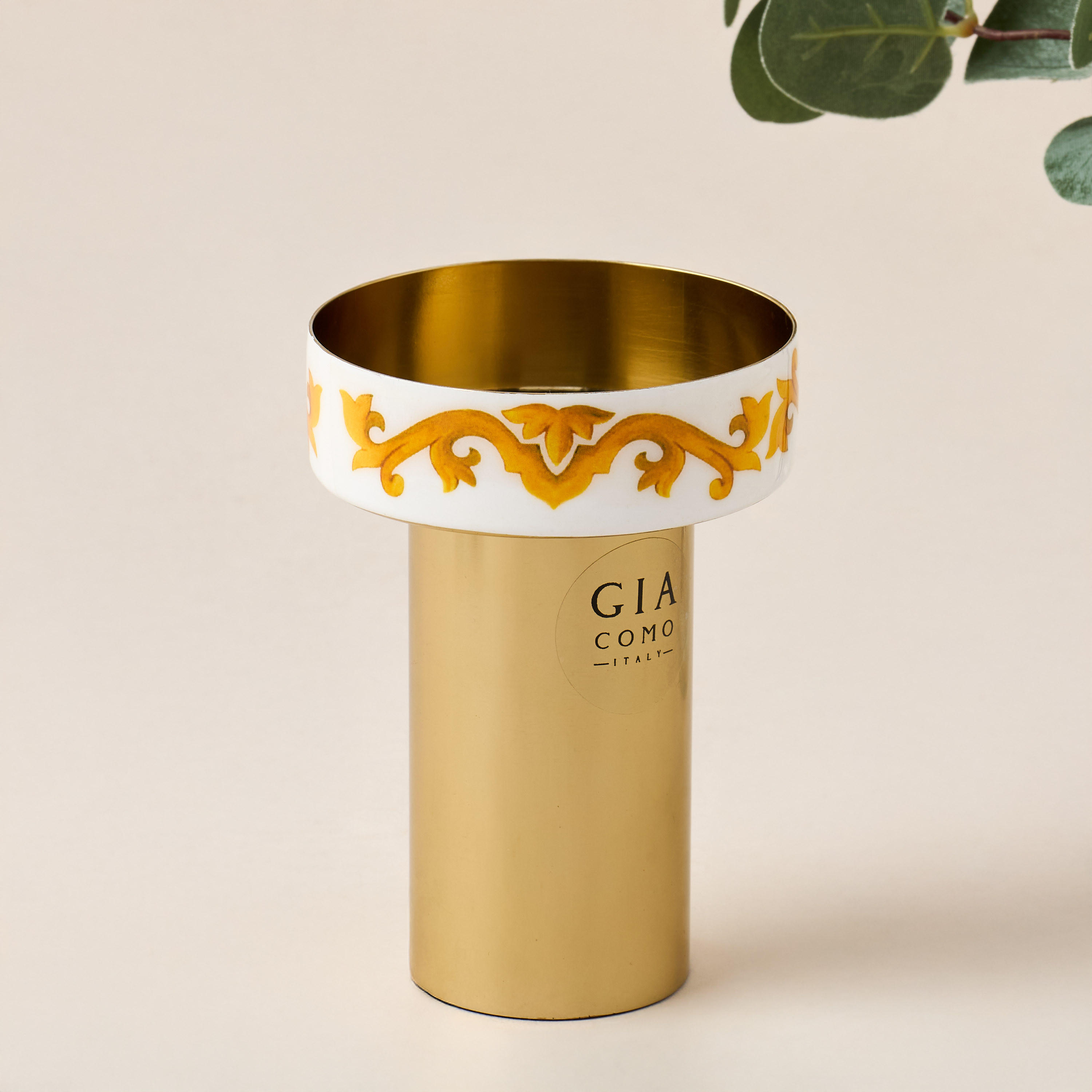 Gia Como Metallic Pillar Candleholder - 9 cms-household-decor-candleholdersandlanterns-image-1