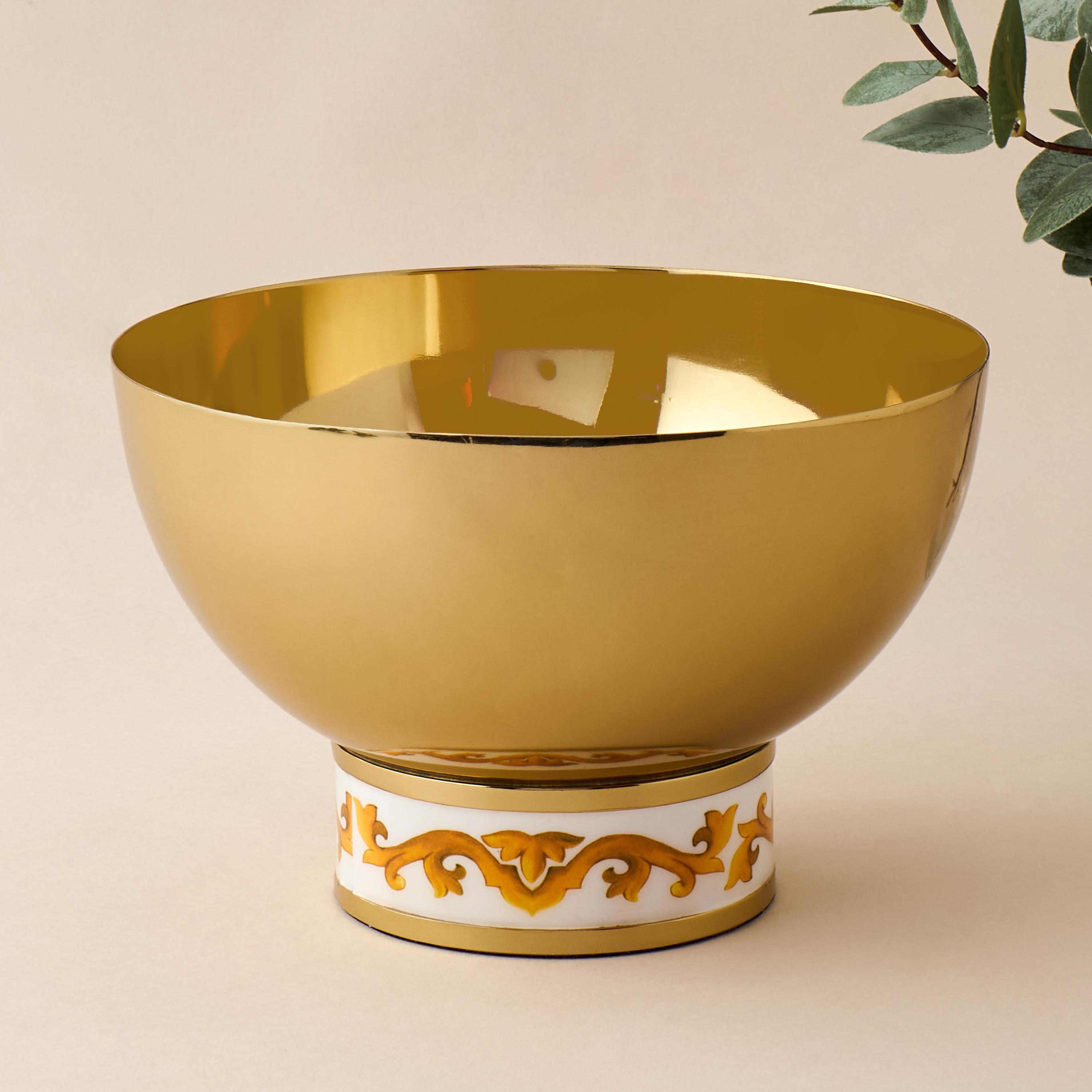 Gia Como Pedestal Metal Decorative Bowl-household-decor-vasesandbowls-image-1