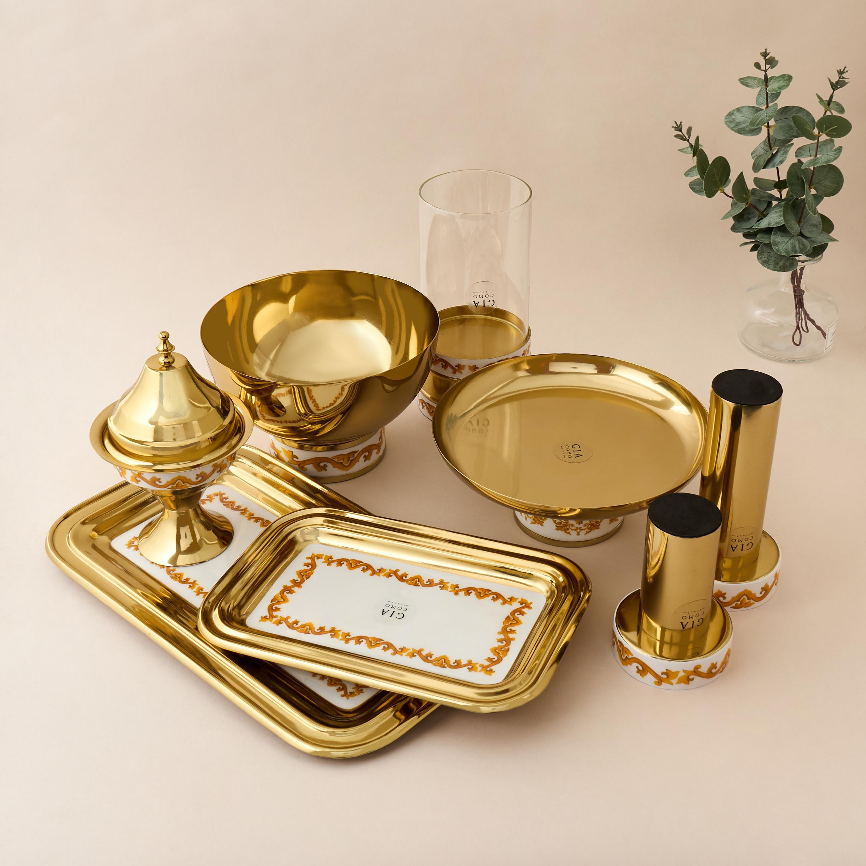 Gia Como Pedestal Metal Decorative Bowl-household-decor-vasesandbowls-image-5