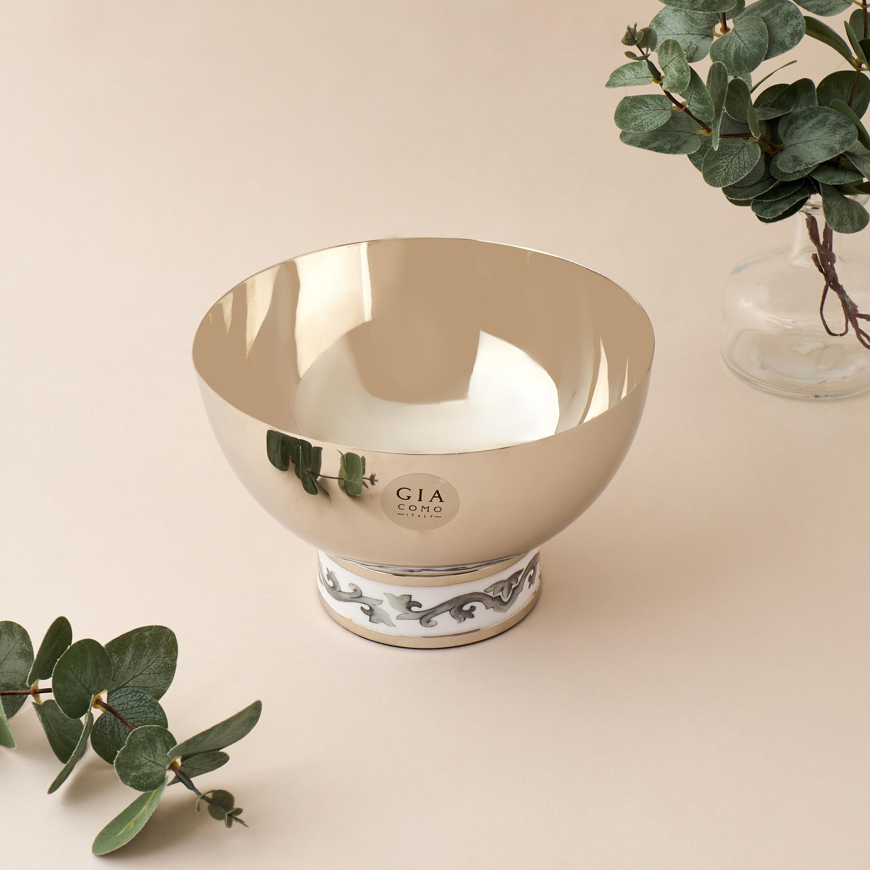 Gia Como Pedestal Metal Decorative Bowl-household-decor-vasesandbowls-image-2