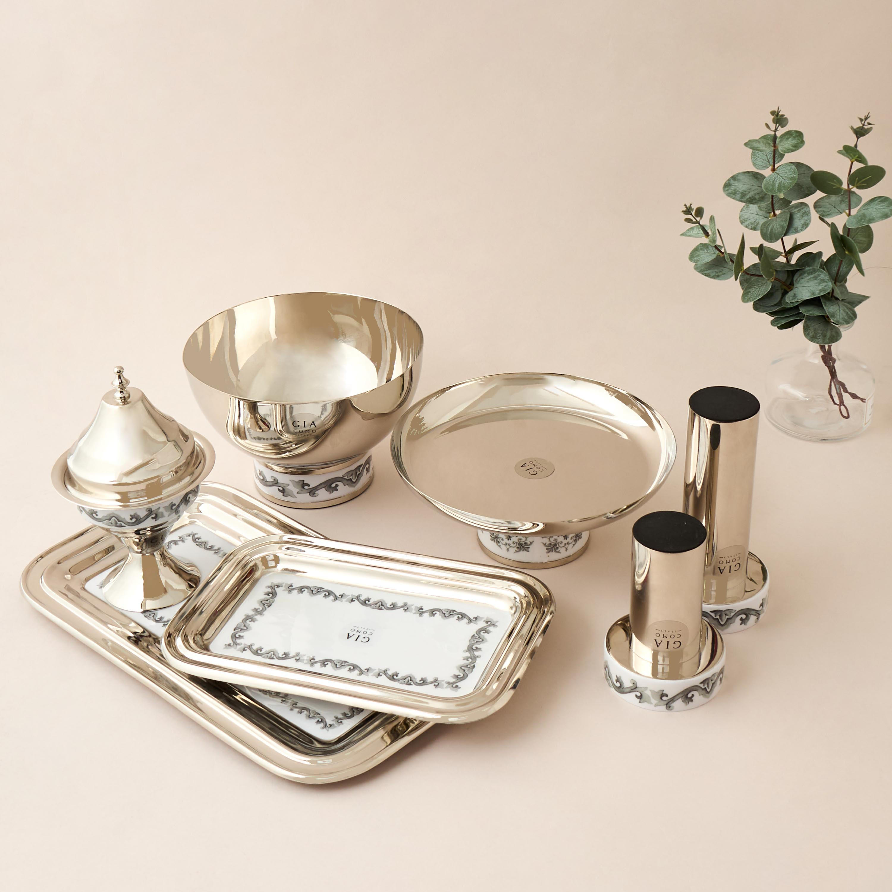 Gia Como Pedestal Metal Decorative Bowl-household-decor-vasesandbowls-image-5