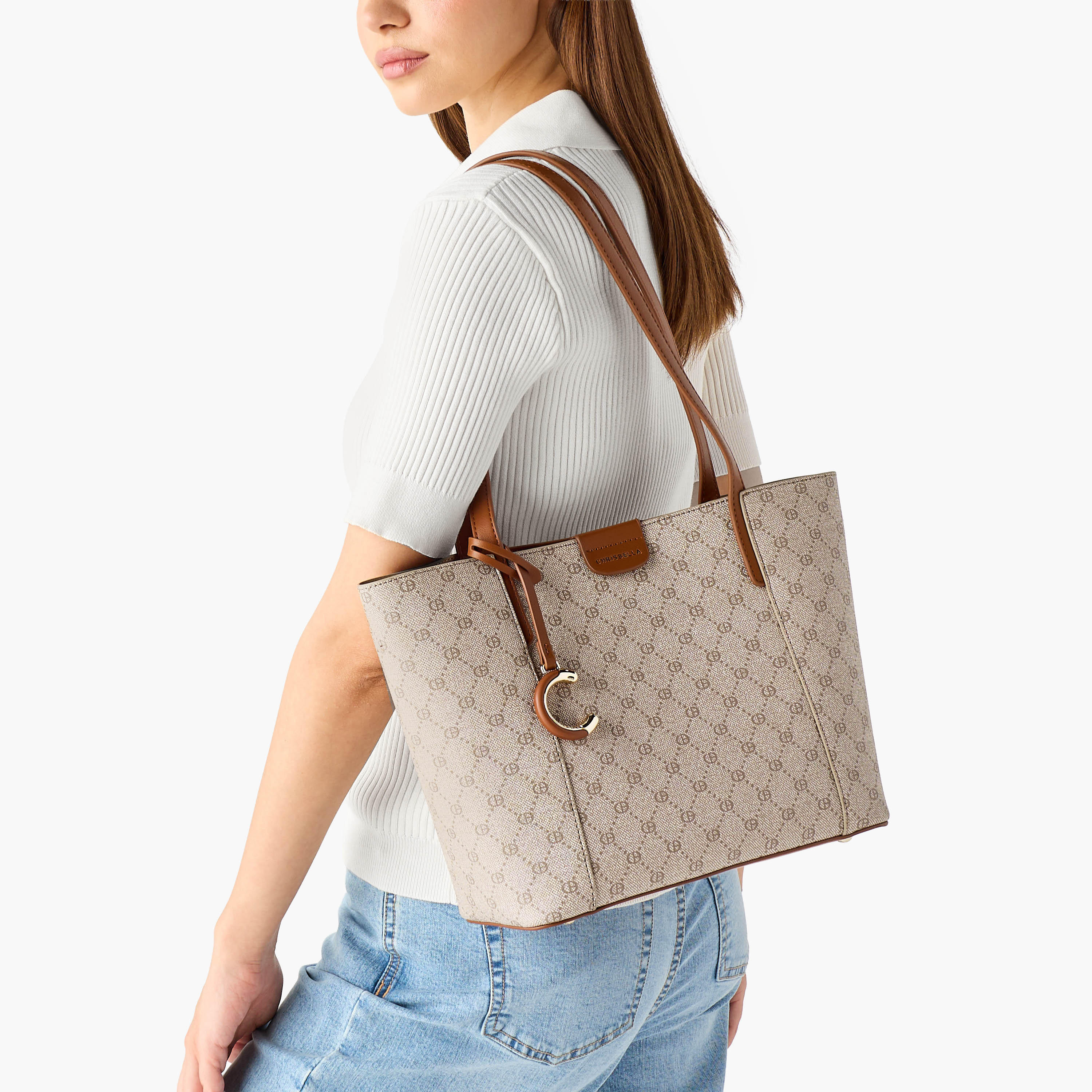 Chrisbella Monogram Print Tote Bag with Zip Around Wallet-women-bagsandwallets-handbags-image-2