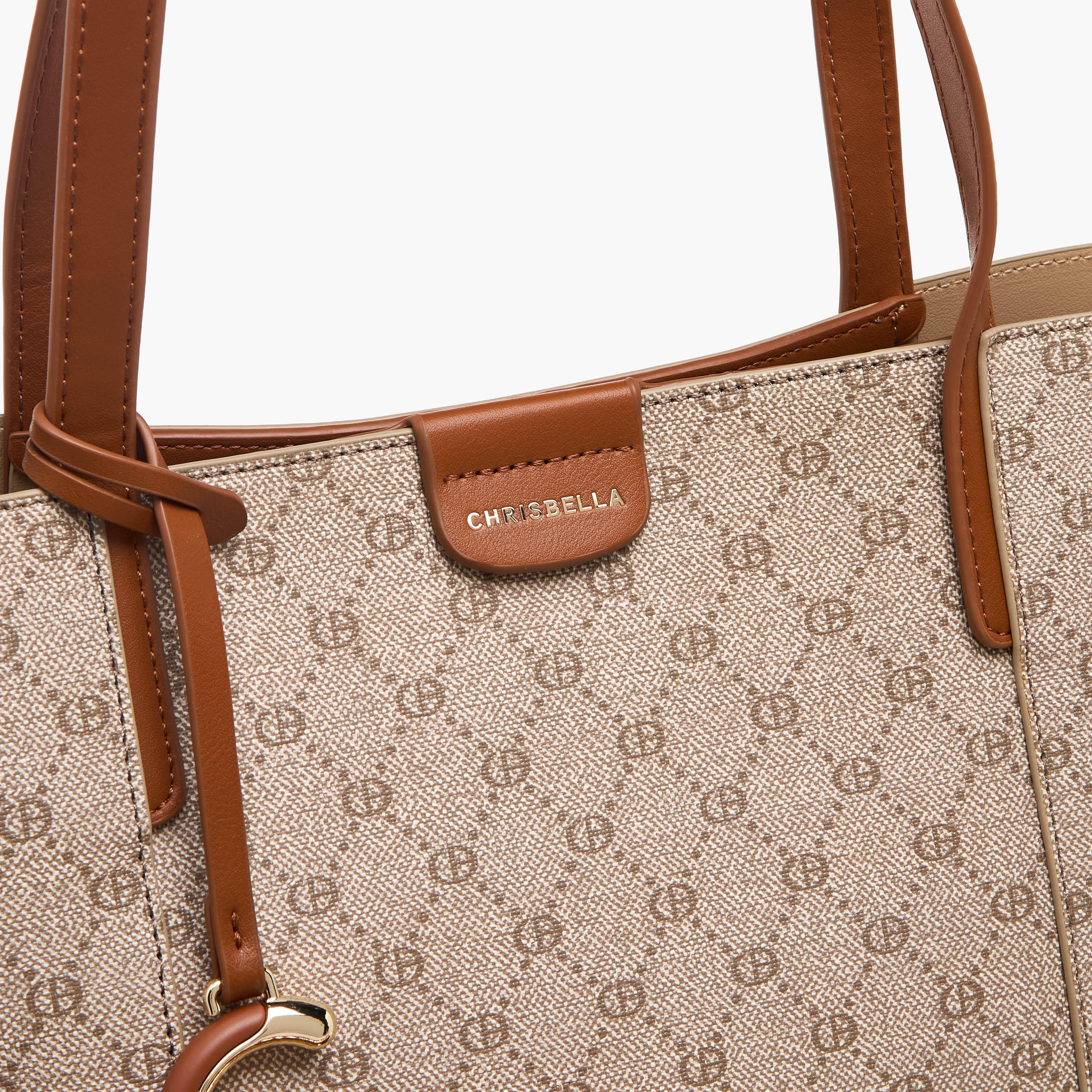 Chrisbella Monogram Print Tote Bag with Zip Around Wallet-women-bagsandwallets-handbags-image-6