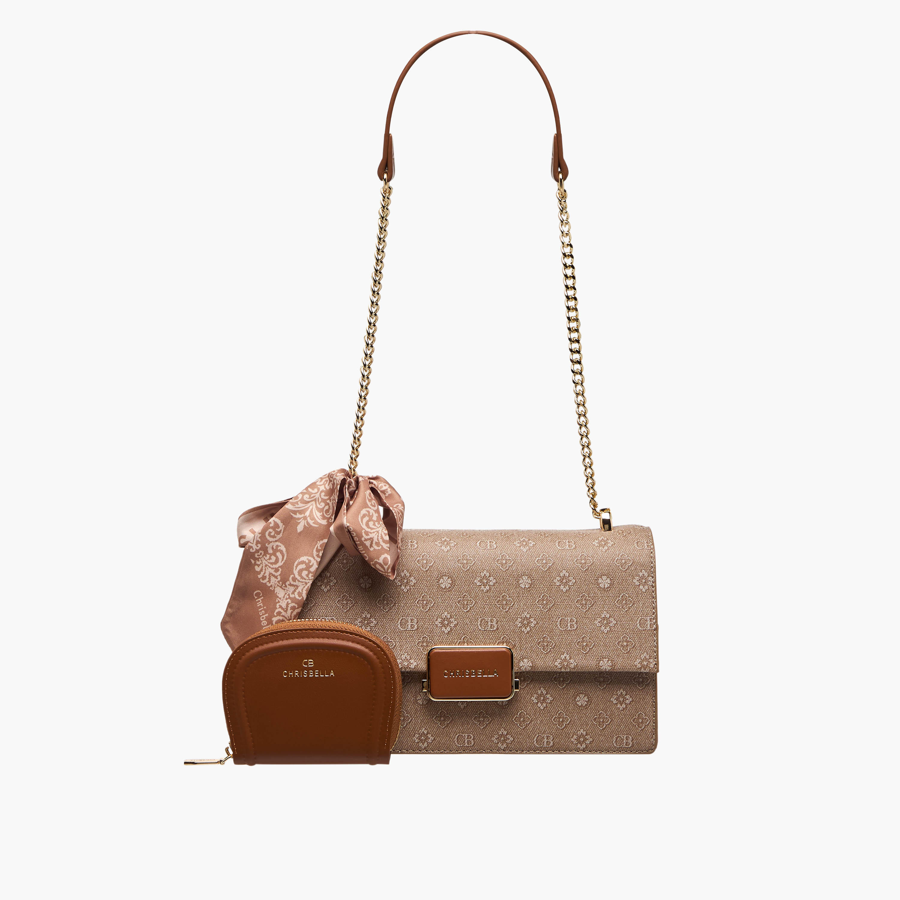 شنطة كتف بتزيينات وشاح مع محفظة من كريسبيلا-women-bagsandwallets-handbags-image-1