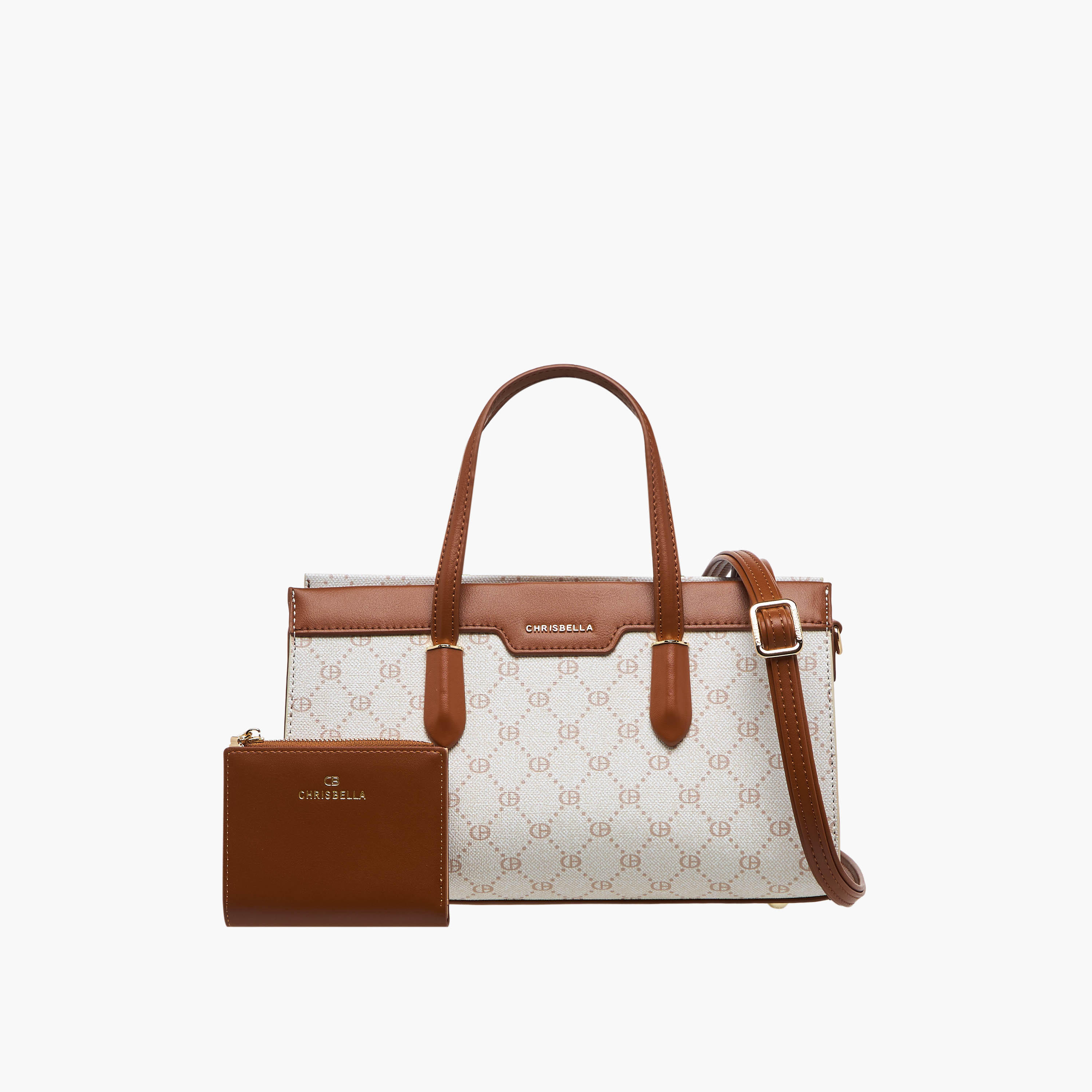 Chrisbella Monogram Print Tote Bag with Wallet-women-bagsandwallets-handbags-image-1