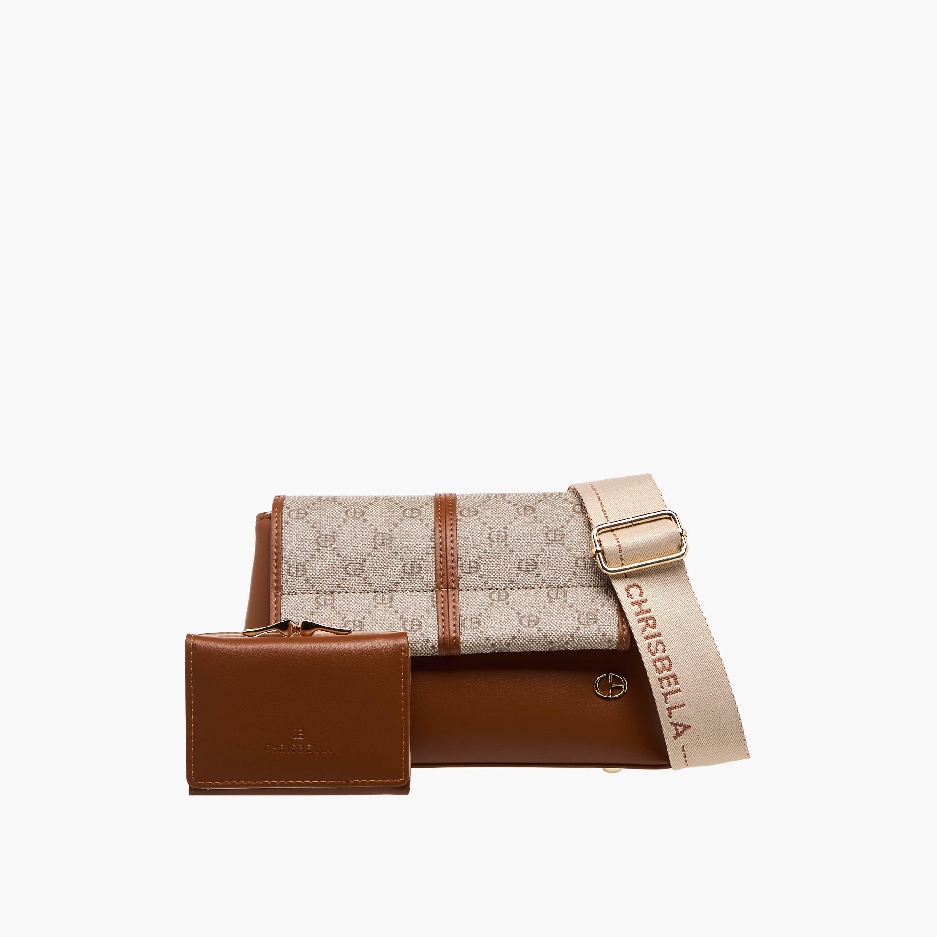 شنطة كروس بودي بطبعات مونوجرام مع محفظة من كريسبيلا-women-bagsandwallets-handbags-image-1