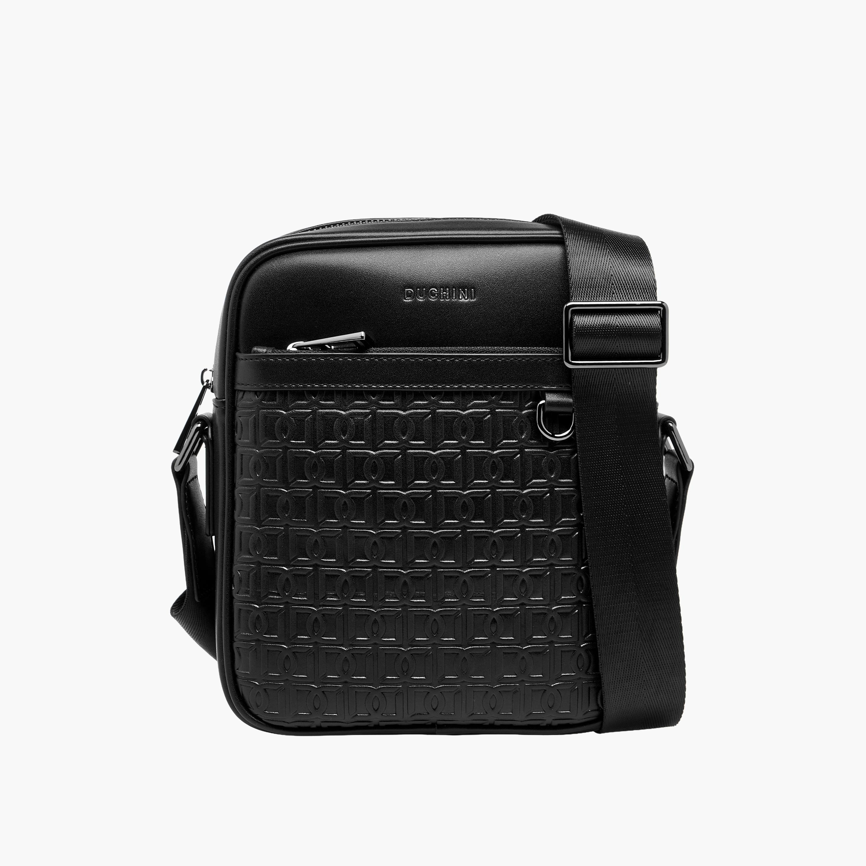 Duchini Men Monogram Textured Crossbody Bag-men-bags-image-1