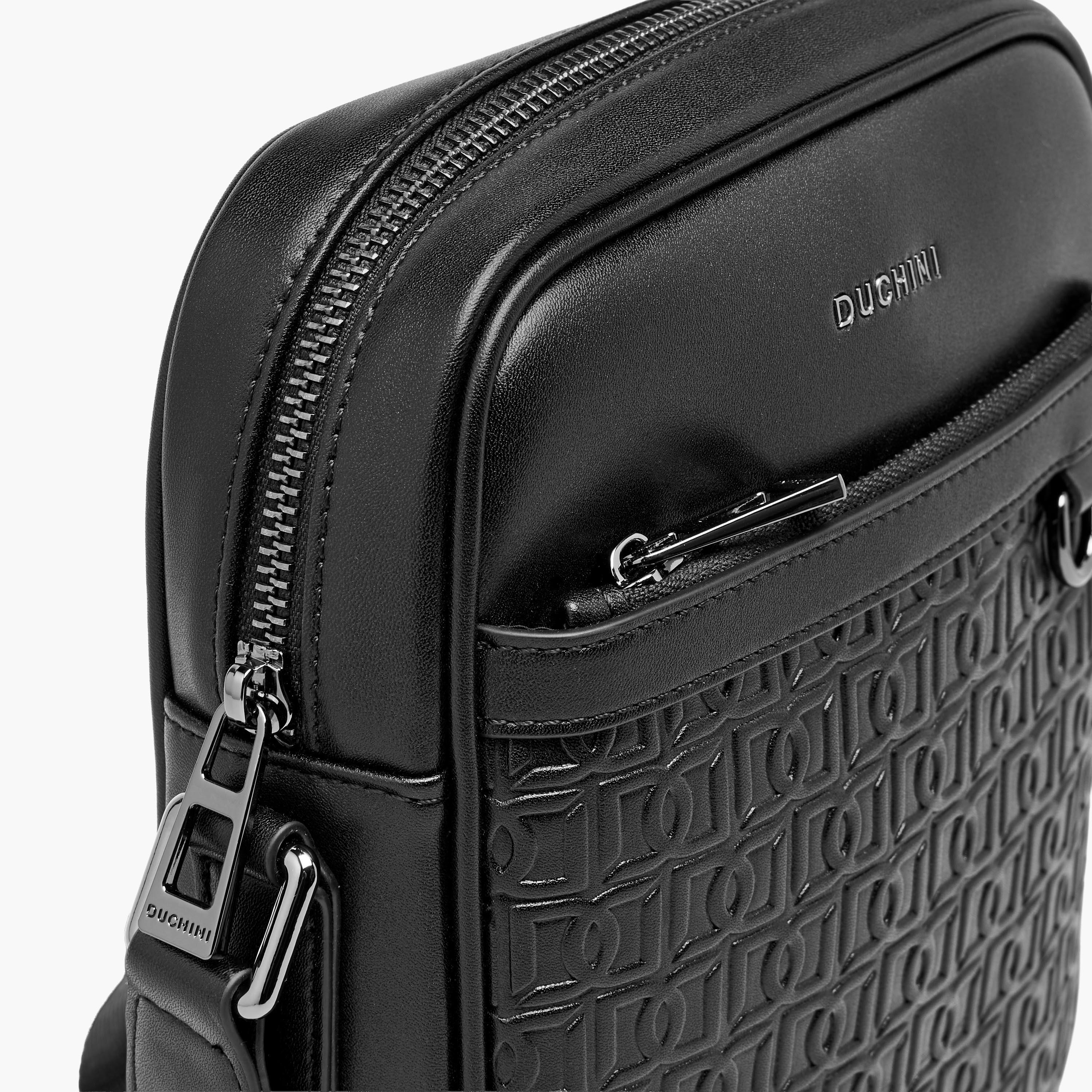 Duchini Men Monogram Textured Crossbody Bag-men-bags-image-5