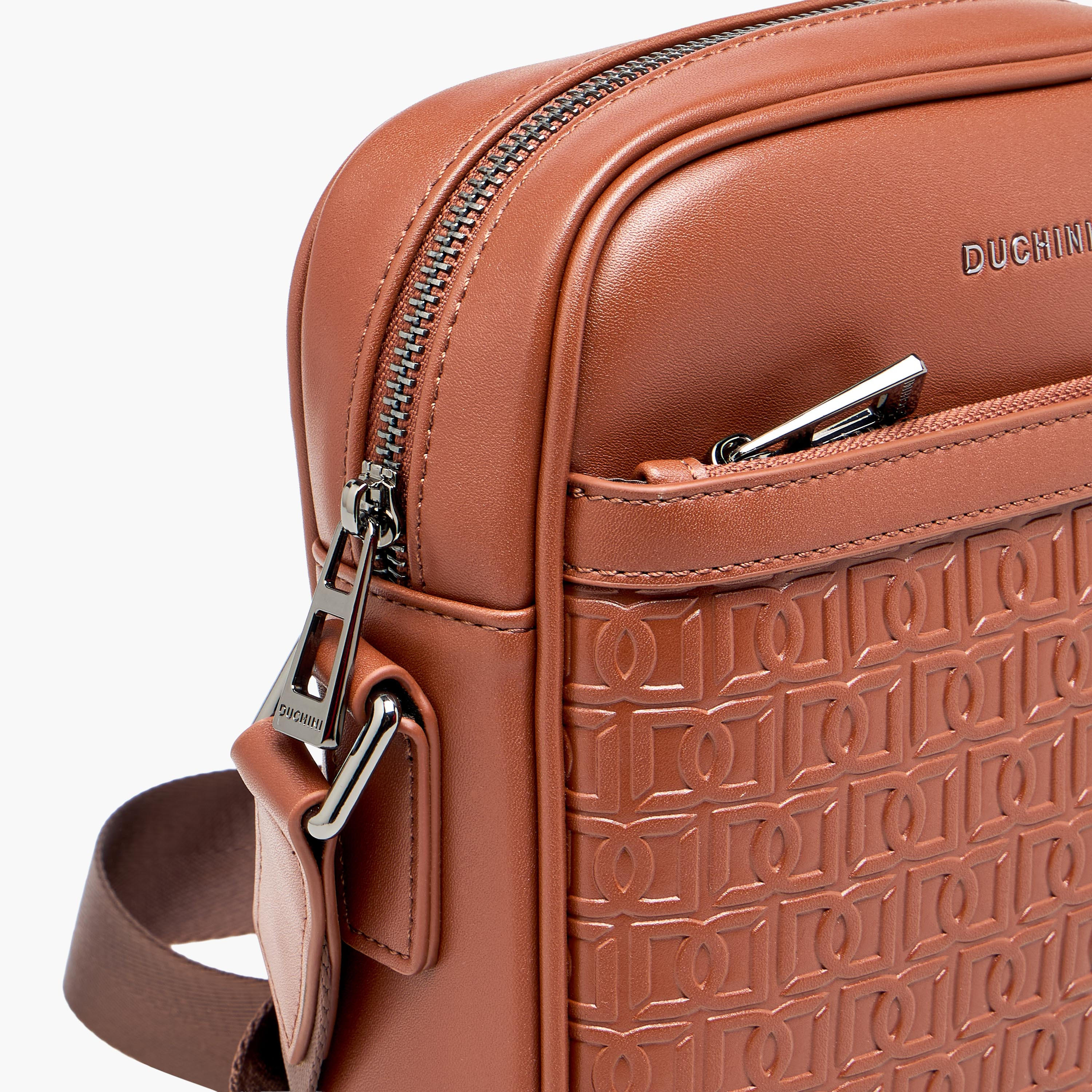 Duchini Men Monogram Textured Crossbody Bag-men-bags-image-5