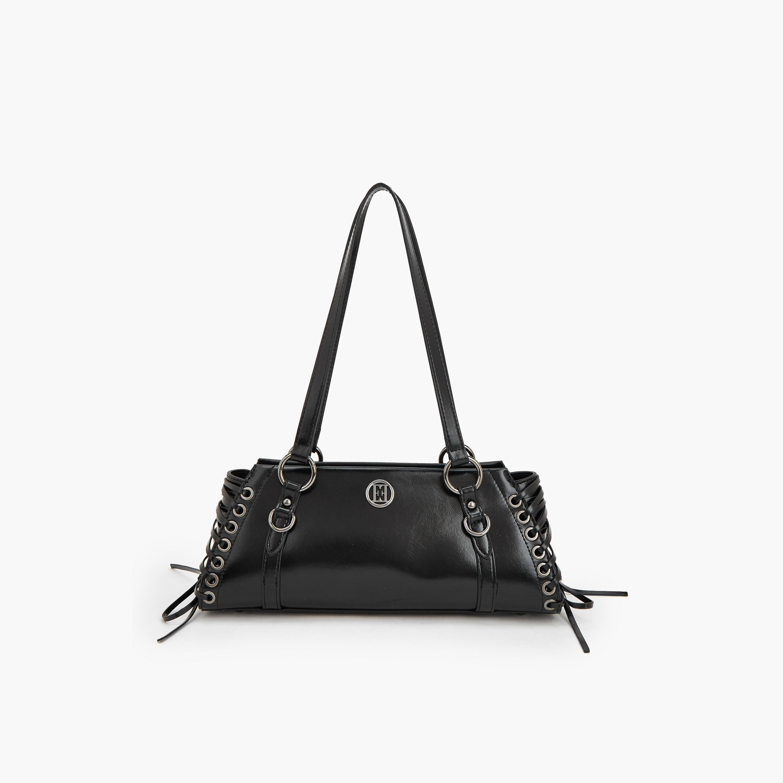 Elle Lace Detail Shoulder Bag with Double Handle-women-bagsandwallets-handbags-image-1