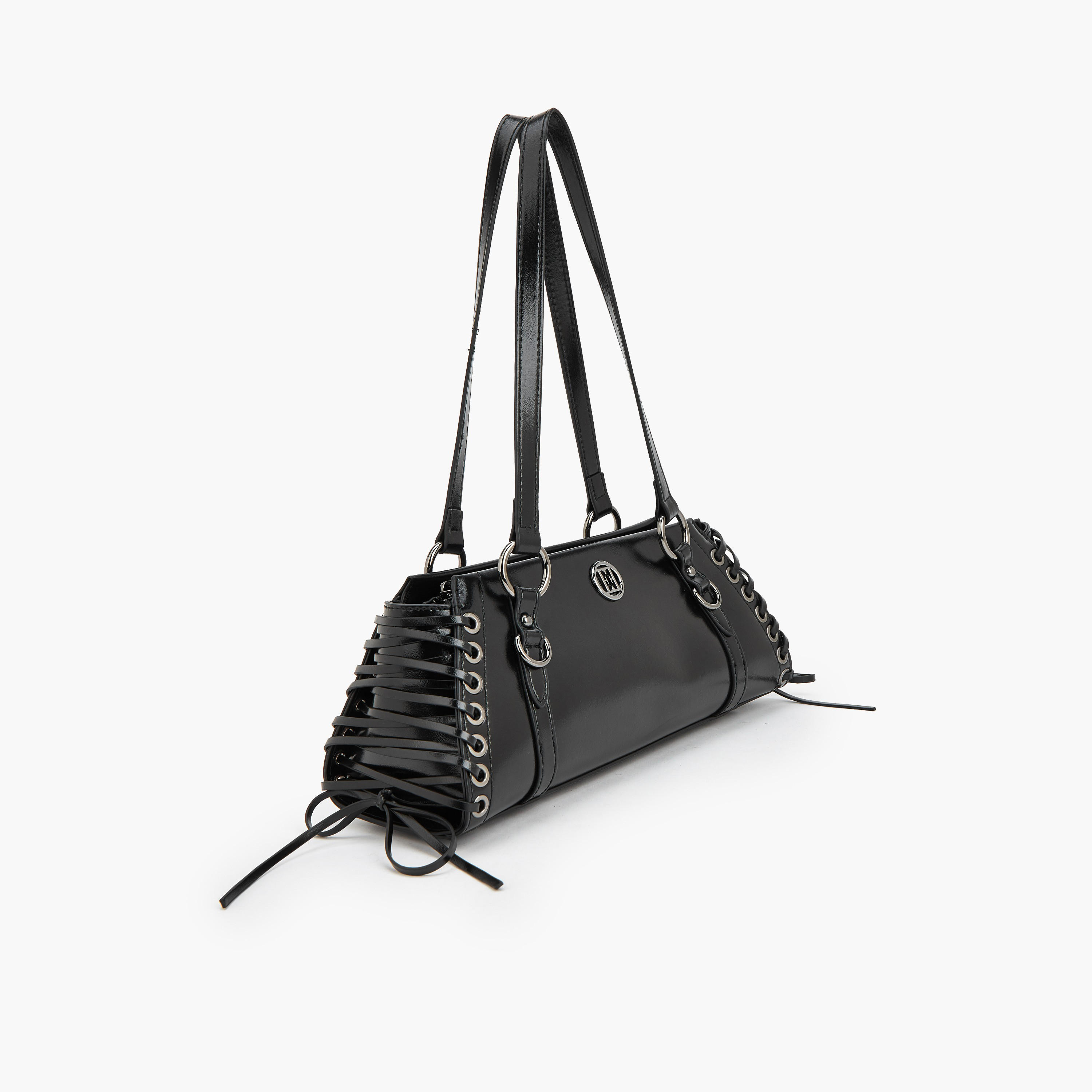 Elle Lace Detail Shoulder Bag with Double Handle-women-bagsandwallets-handbags-image-2