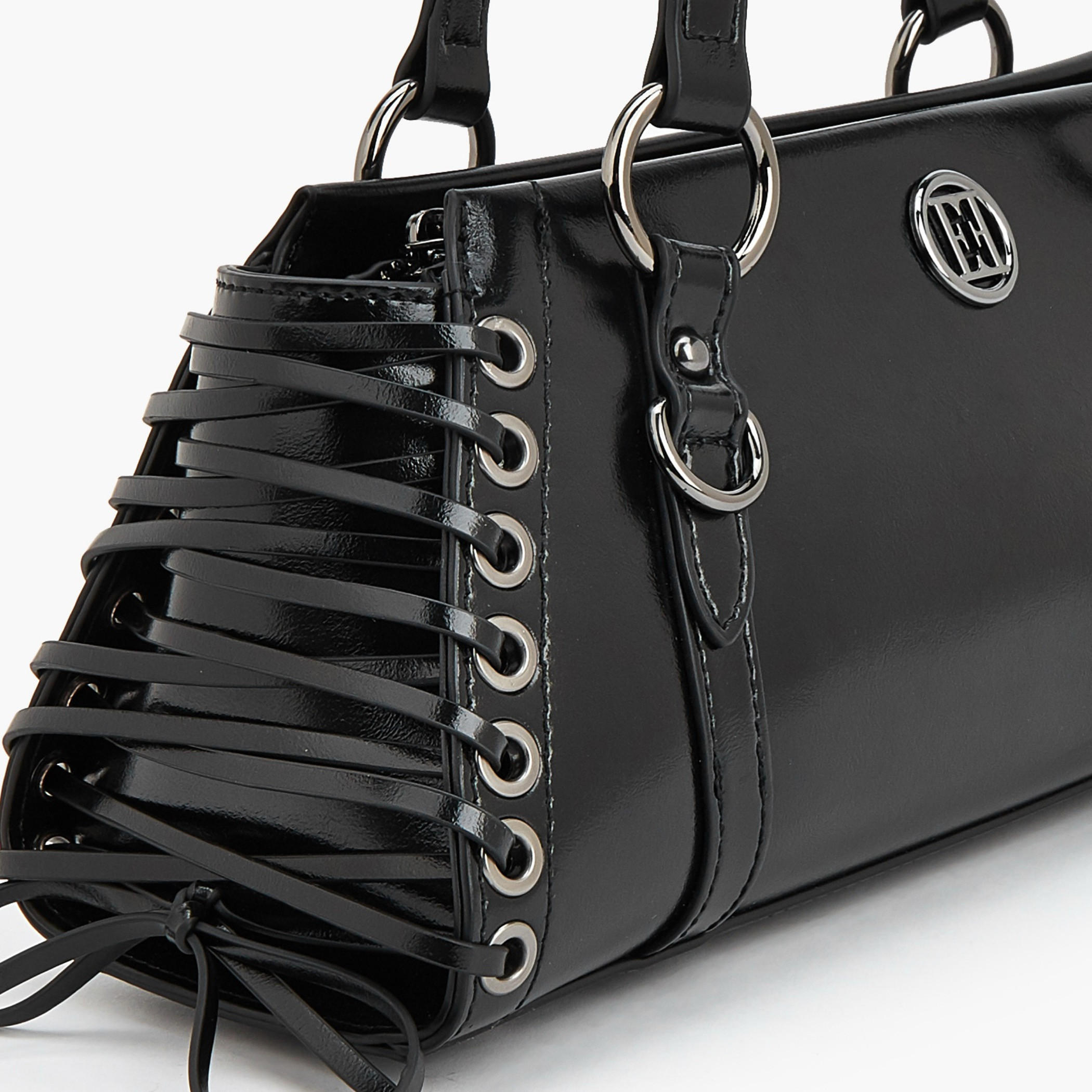Elle Lace Detail Shoulder Bag with Double Handle-women-bagsandwallets-handbags-image-3
