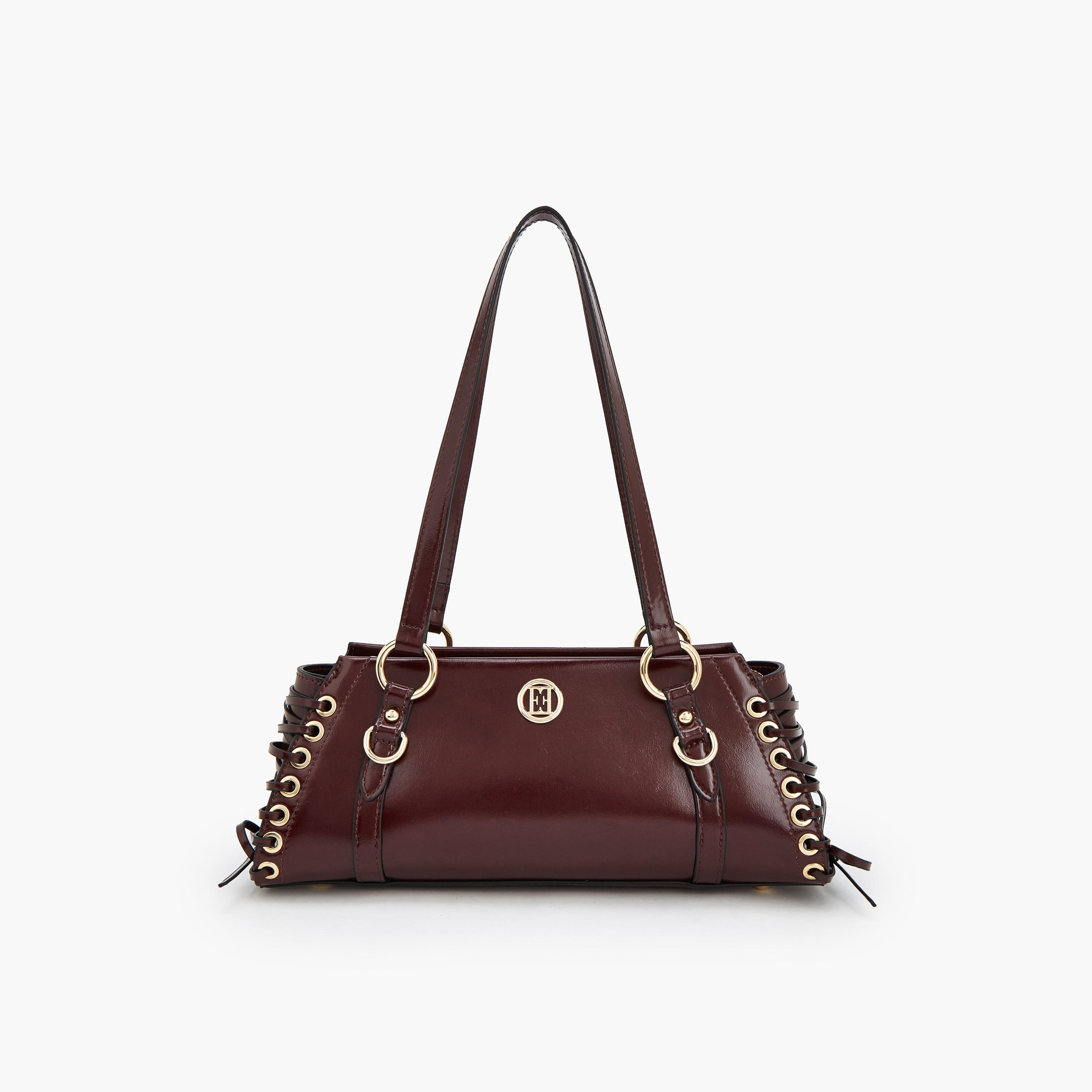 Elle Lace Detail Shoulder Bag with Double Handle-women-bagsandwallets-handbags-image-1