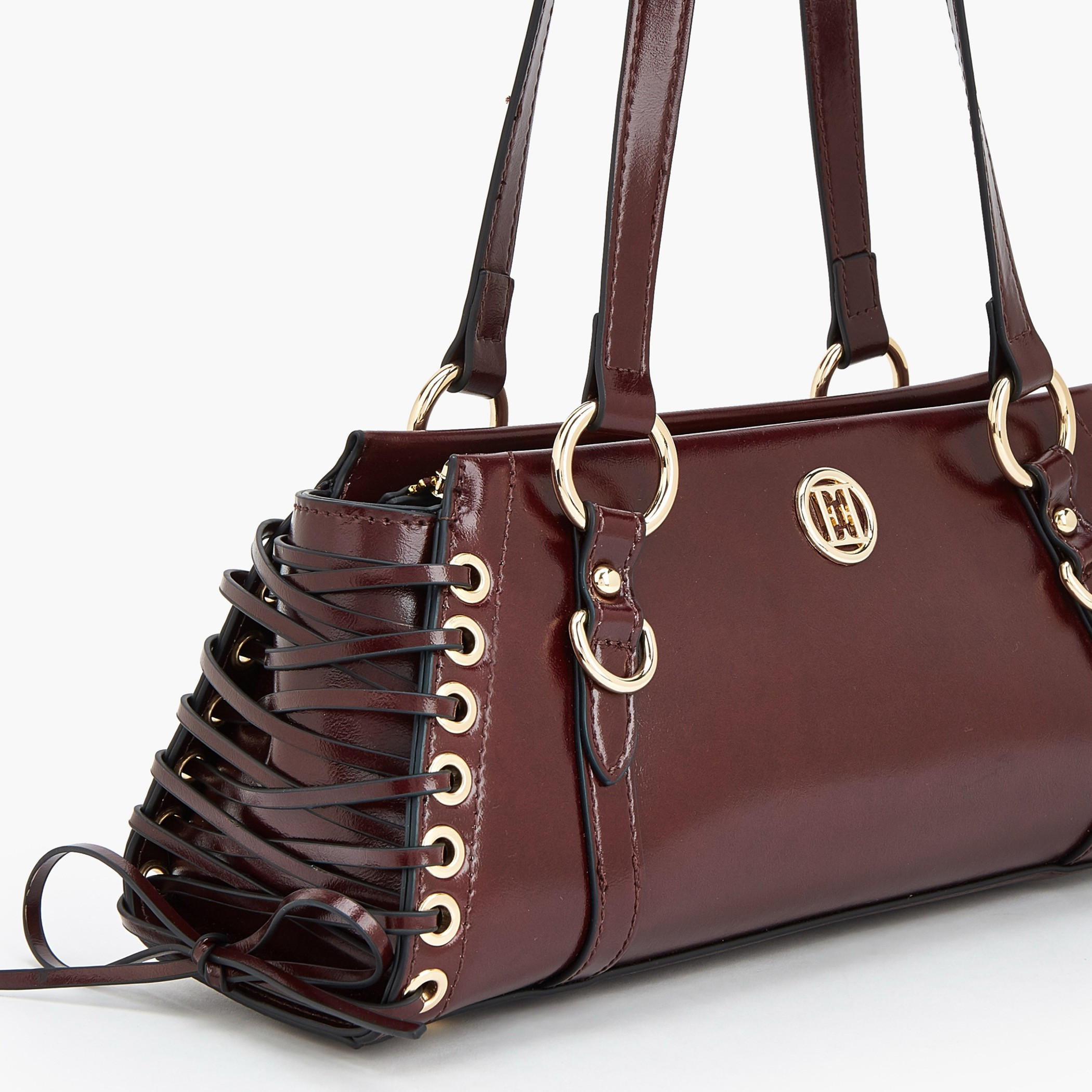 Elle Lace Detail Shoulder Bag with Double Handle-women-bagsandwallets-handbags-image-2