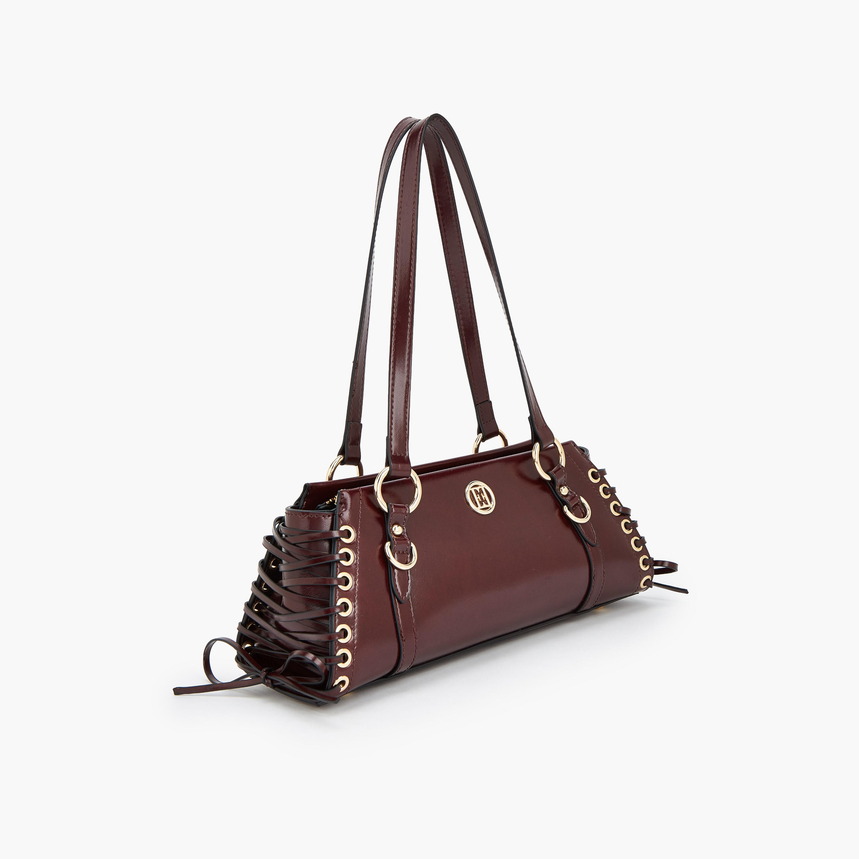 Elle Lace Detail Shoulder Bag with Double Handle-women-bagsandwallets-handbags-image-3