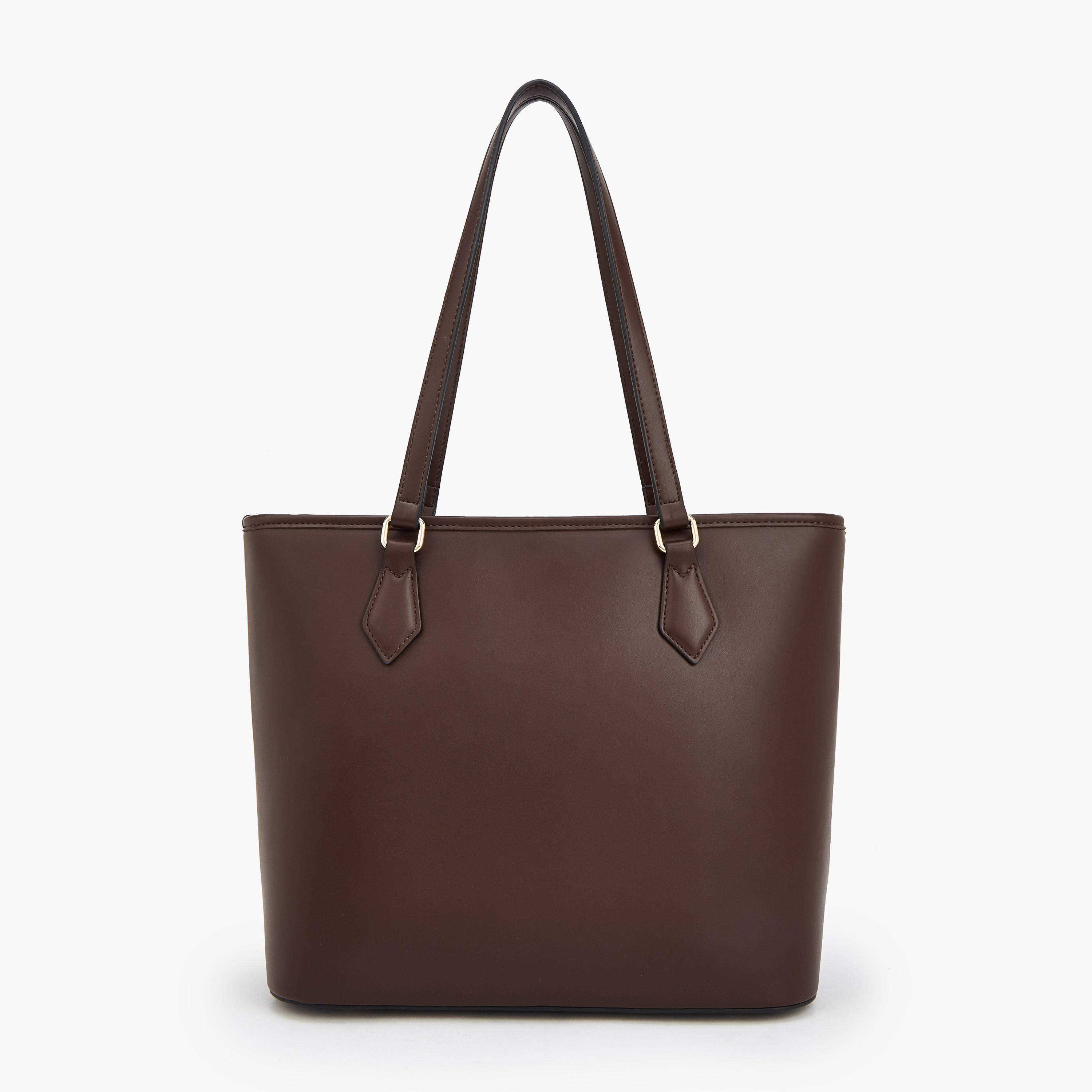 Elle Suede Textured Tote Bag with Dual Handle-women-bagsandwallets-handbags-image-4