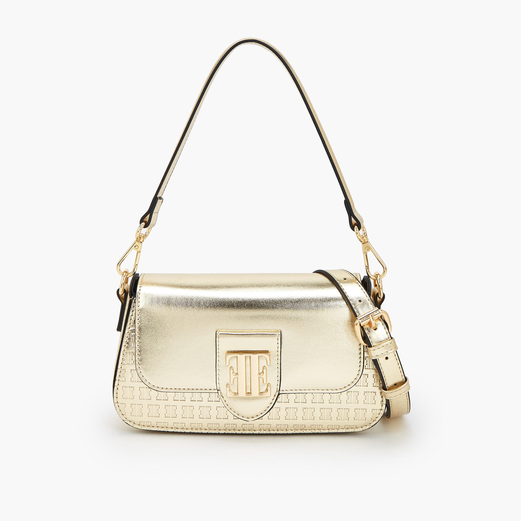 شنطة كتف بنقوش مونوجرام وحزام قابل للتعديل من إيل-women-bagsandwallets-handbags-image-1
