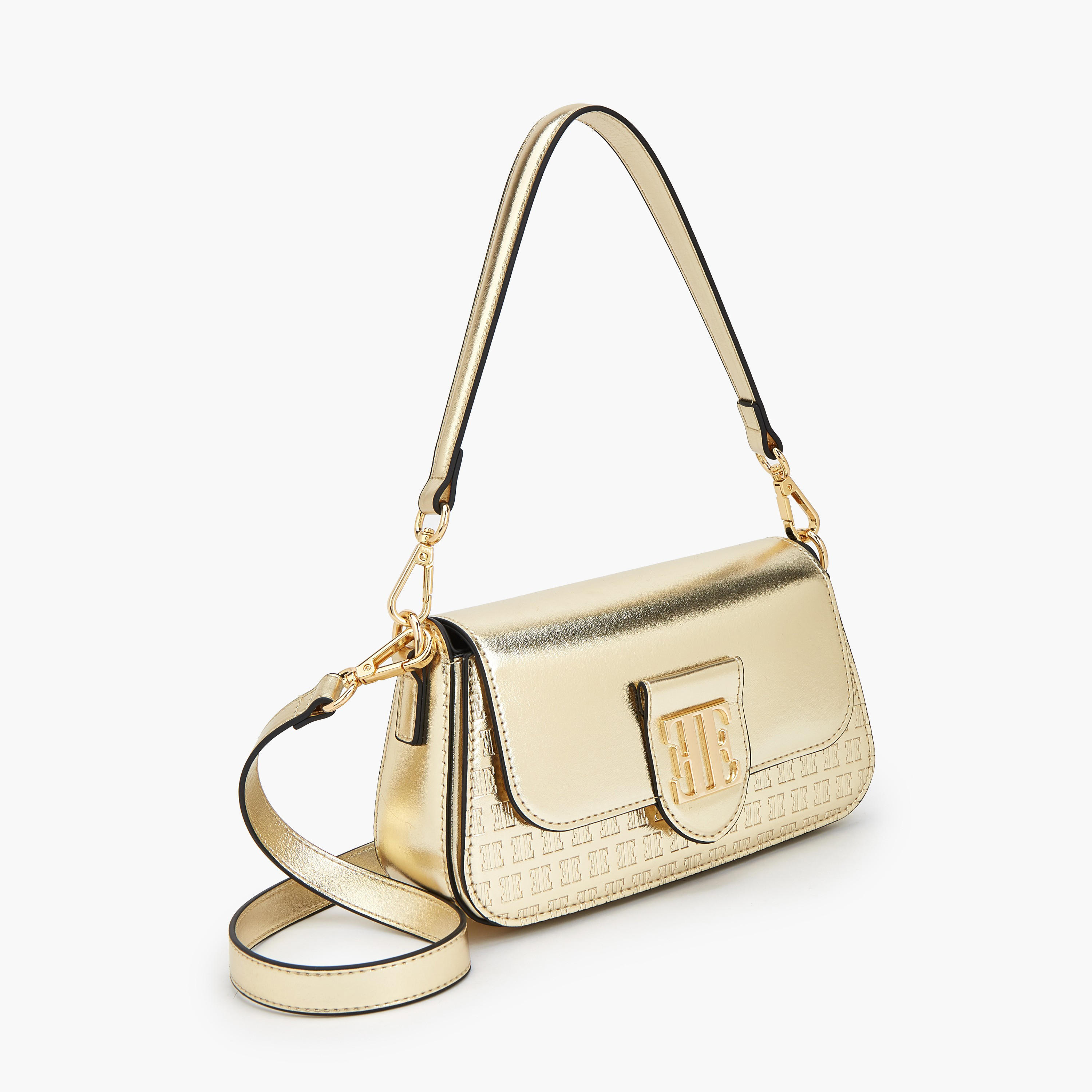 شنطة كتف بنقوش مونوجرام وحزام قابل للتعديل من إيل-women-bagsandwallets-handbags-image-3
