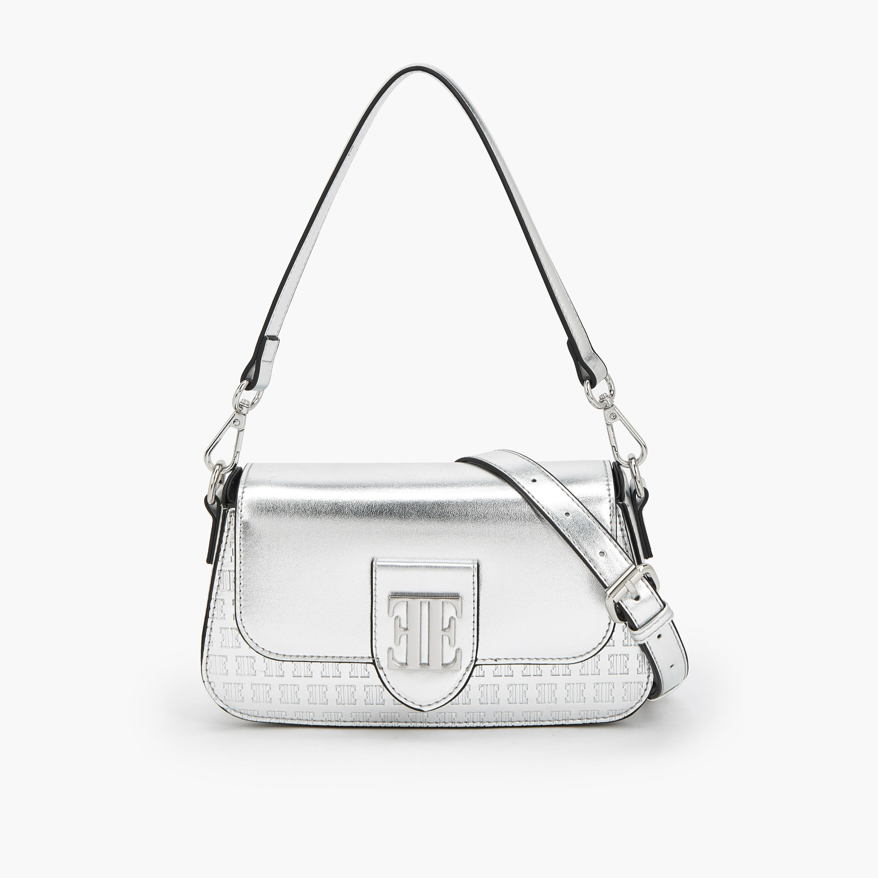 Elle Monogram Embossed Shoulder Bag with Adjustable Strap-women-bagsandwallets-handbags-image-1